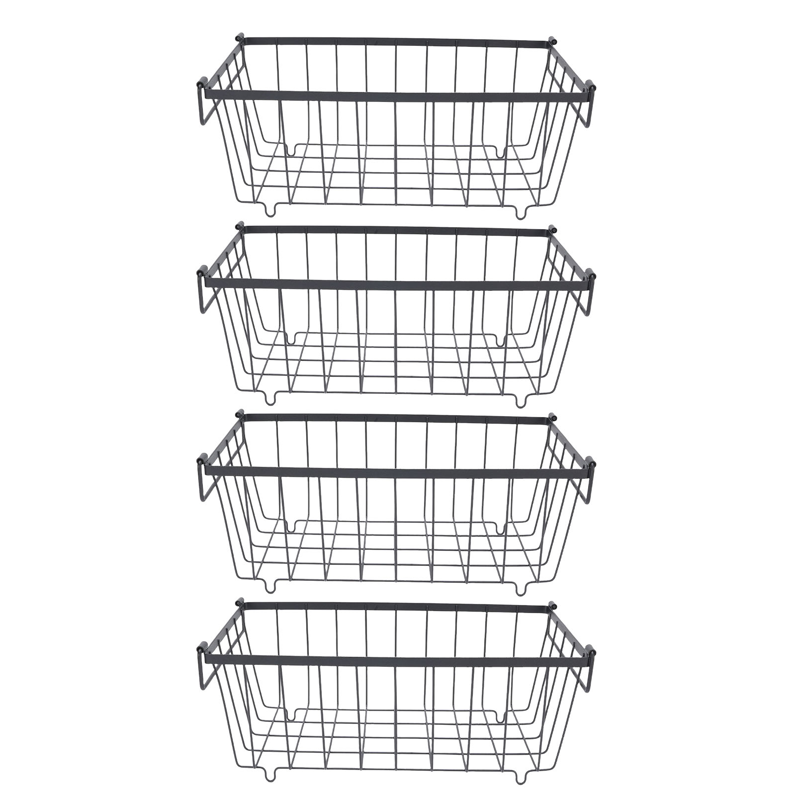 Gefrierkörbe – 4 Stück, Robuster Stahl, 37 X 18 X 15,5 Cm, Belüftet Und Stapelbar Für Optimale Organisation