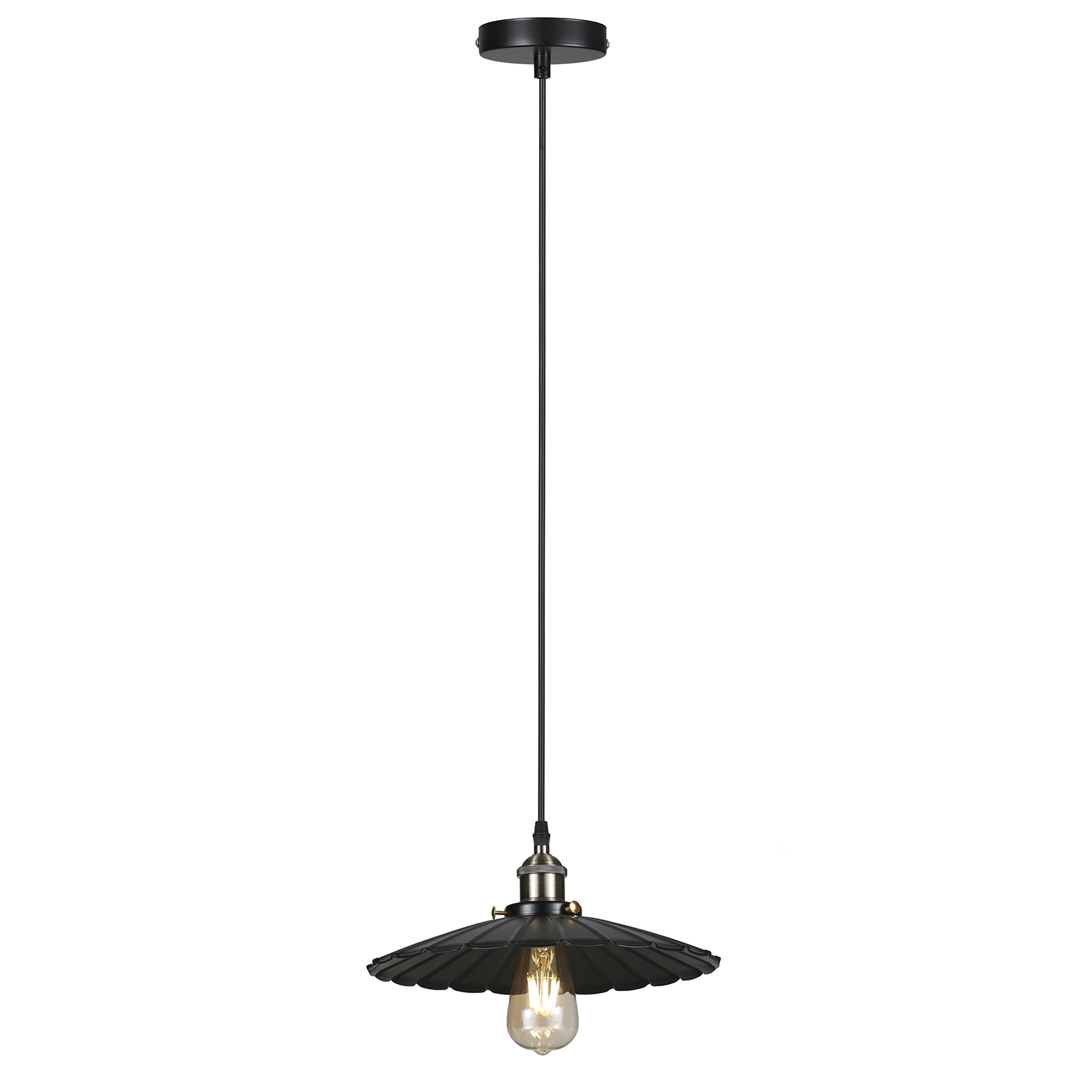 Set Mit 2 Industriellen Schwarzen Metall-pendelleuchten, Ø 30 Cm, Verstellbares Kabel, E26-fassung, Vintage-design, Ideal Für Küche, Esszimmer Und Bar