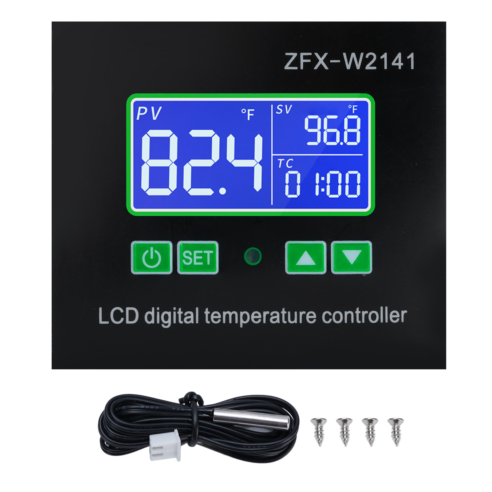 Toivize 220v Programmierbarer Digitaler Temperaturregler Mit Thermistorfühler, Lcd-display Und Robustem Abs-gehäuse