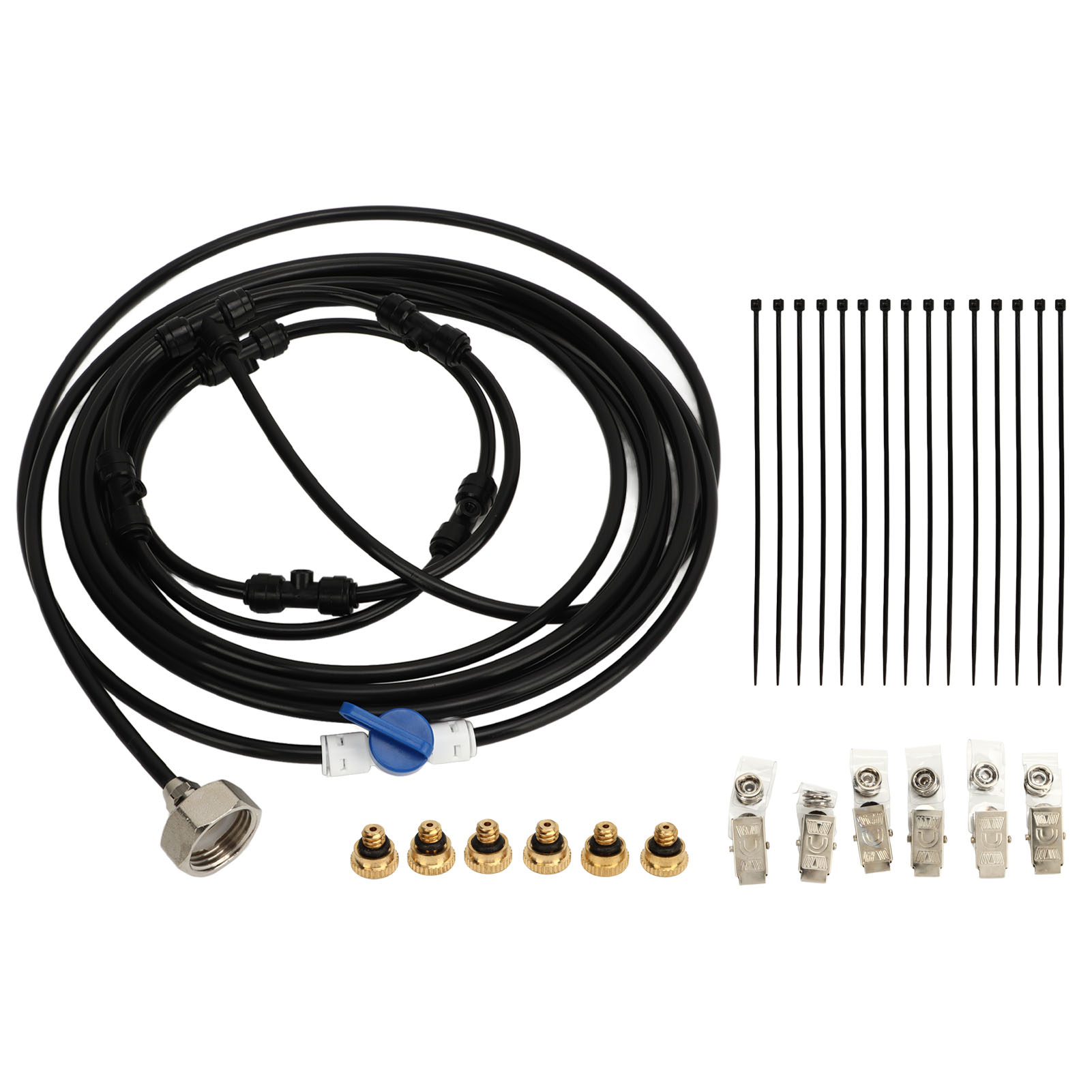 Nebelventilator-set Für Den Außenbereich Mit 6 Kupferdüsen Und 6 M Schlauch, 3/4"-anschluss, Zur Kühlung Von Terrassen Und Gärten