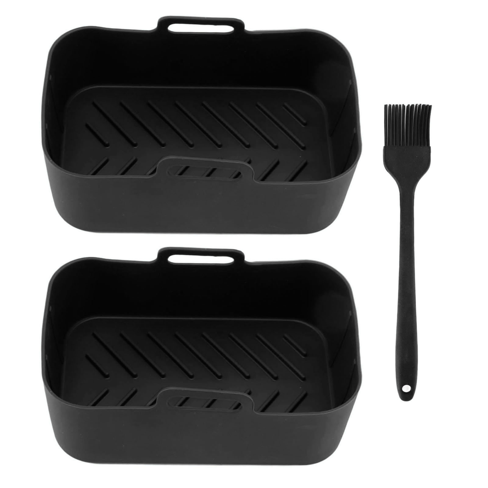 Silikonkorb Für Ninja Dz201 Foodi 8qt Heißluftfritteuse – 2er-set, Schwarz, Hitzebeständig (230 °c) Und Antihaftbeschichtet