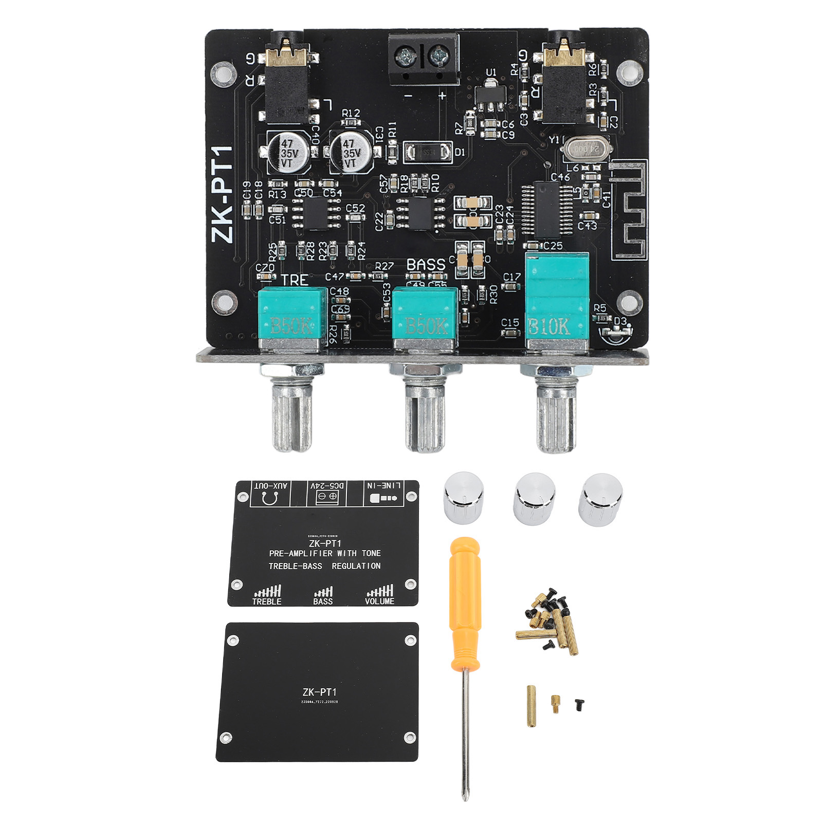 Zk-pt1 Bluetooth 5.0 Decoderplatine, Drahtloser Stereo-audioempfänger, Aux-steuerung, Bass- Und Höhenregler, 5–24-v-netzteil Für Diy-projekte
