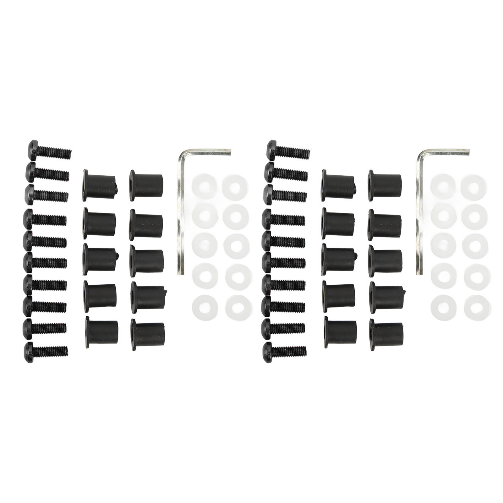 Set Mit 20 Motorrad-windschutzscheiben-befestigungsschrauben M5x16mm Aus Schwarzem Aluminium Mit Gummimuttern Und Universal-inbusschlüsseln