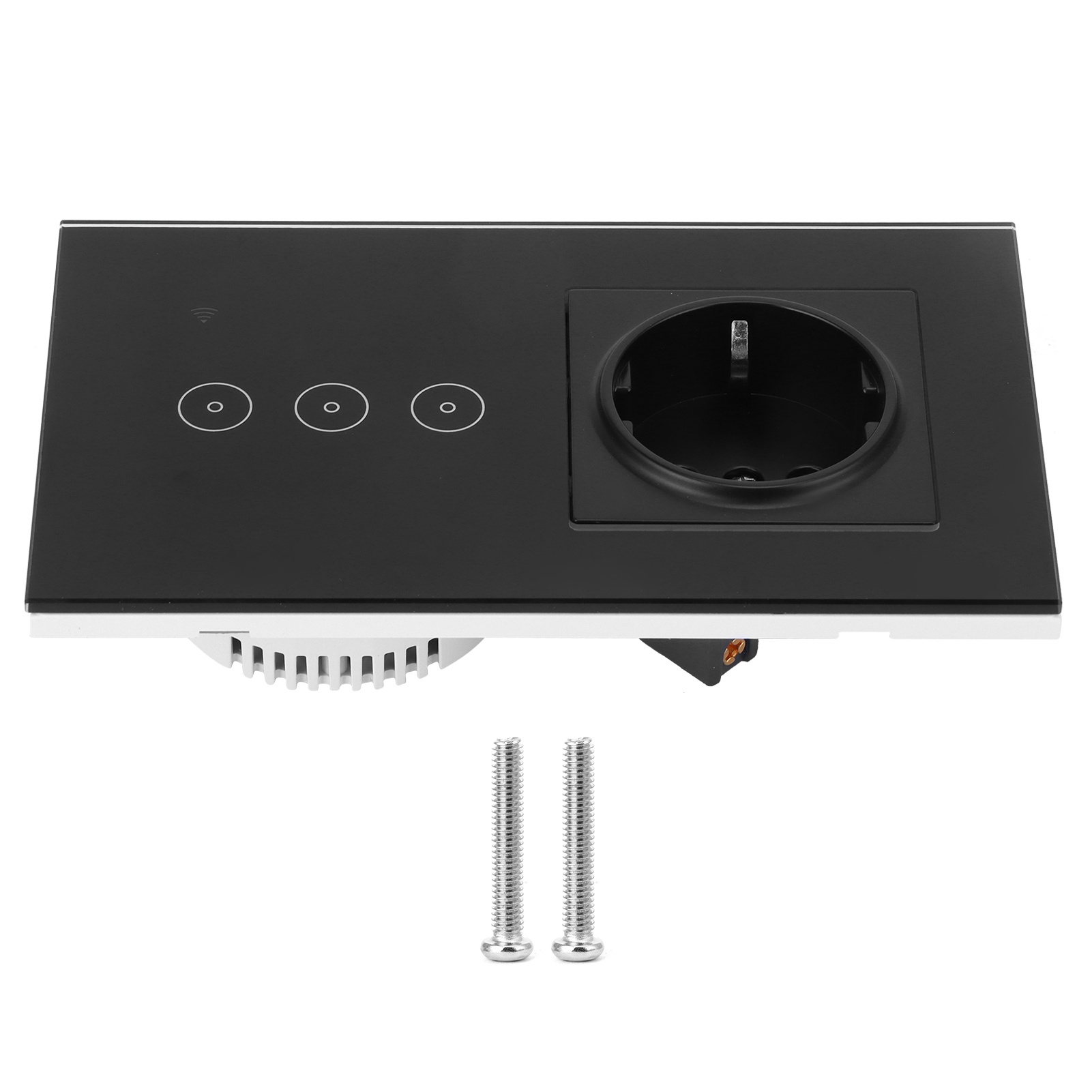 Tuya Wlan-wandschalter Mit Steckdose, 10 A, 95–250 V, Elegantes Schwarz, Kompatibel Mit Alexa/google, Einfache Installation Ohne Neutralleiter Erforderlich
