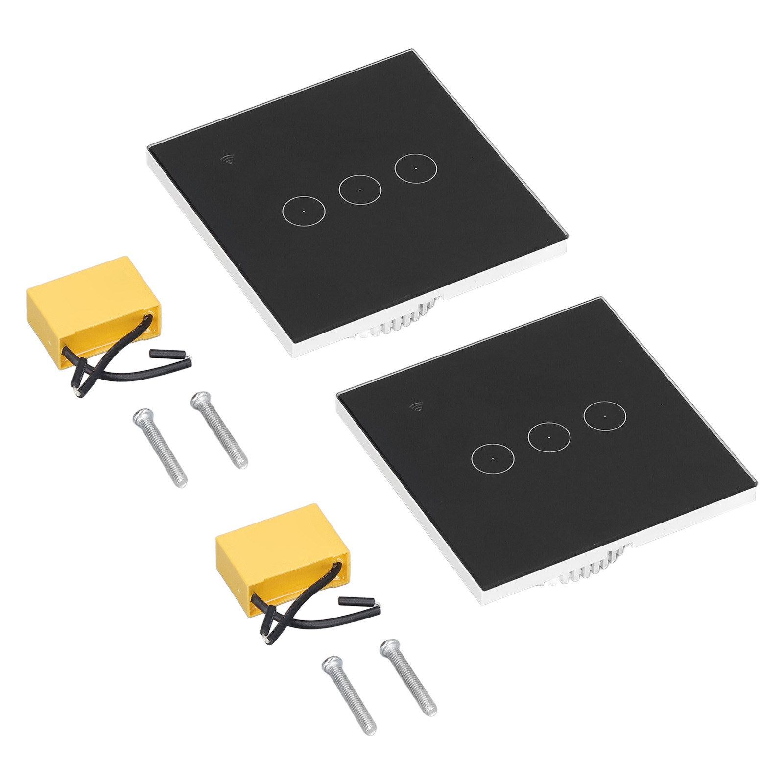 3-wege-wlan-touchschalter, Mattschwarz, 2er-pack, Tuya-kompatibel, Kein Neutralleiter Erforderlich, 95–240 V, Alexa- Und Google-sprachsteuerung