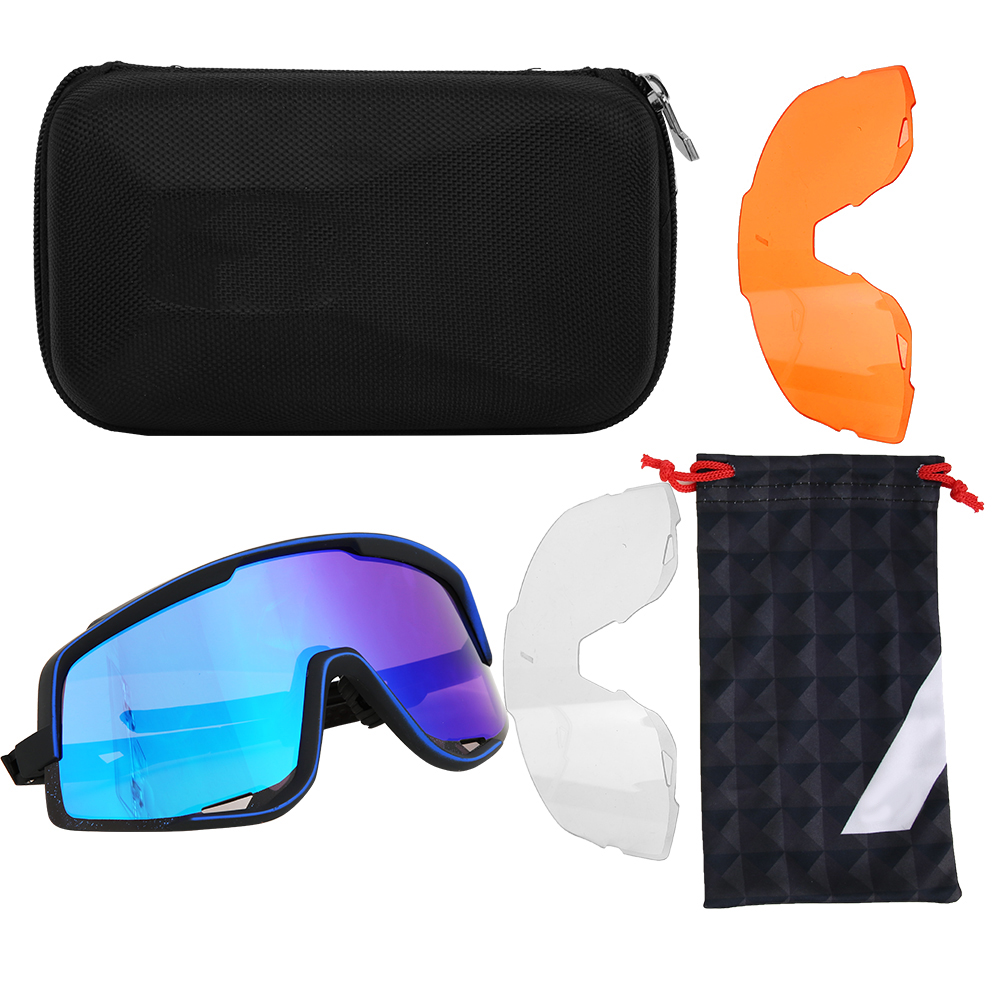 Toivize Mountainbike-brille Mit Polarisierten, Austauschbaren Gläsern, Leichtem Schwarzem Rahmen Und Uv-schutz.