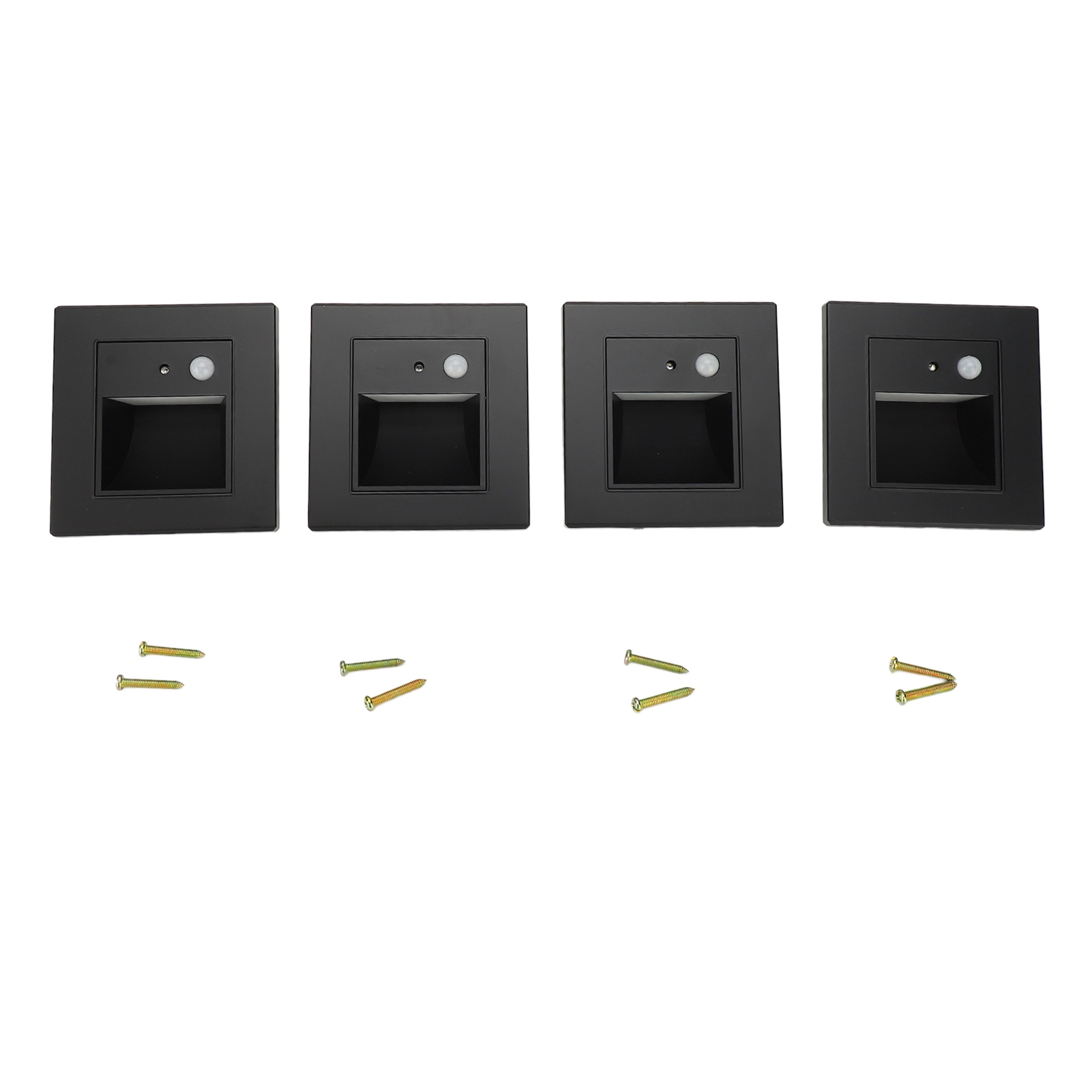 Set Mit 4 Toivize Led-einbaustrahlern Mit Bewegungsmelder, Mattschwarz, Warmes Licht 3000k, Ideal Für Treppenhäuser Und Flure