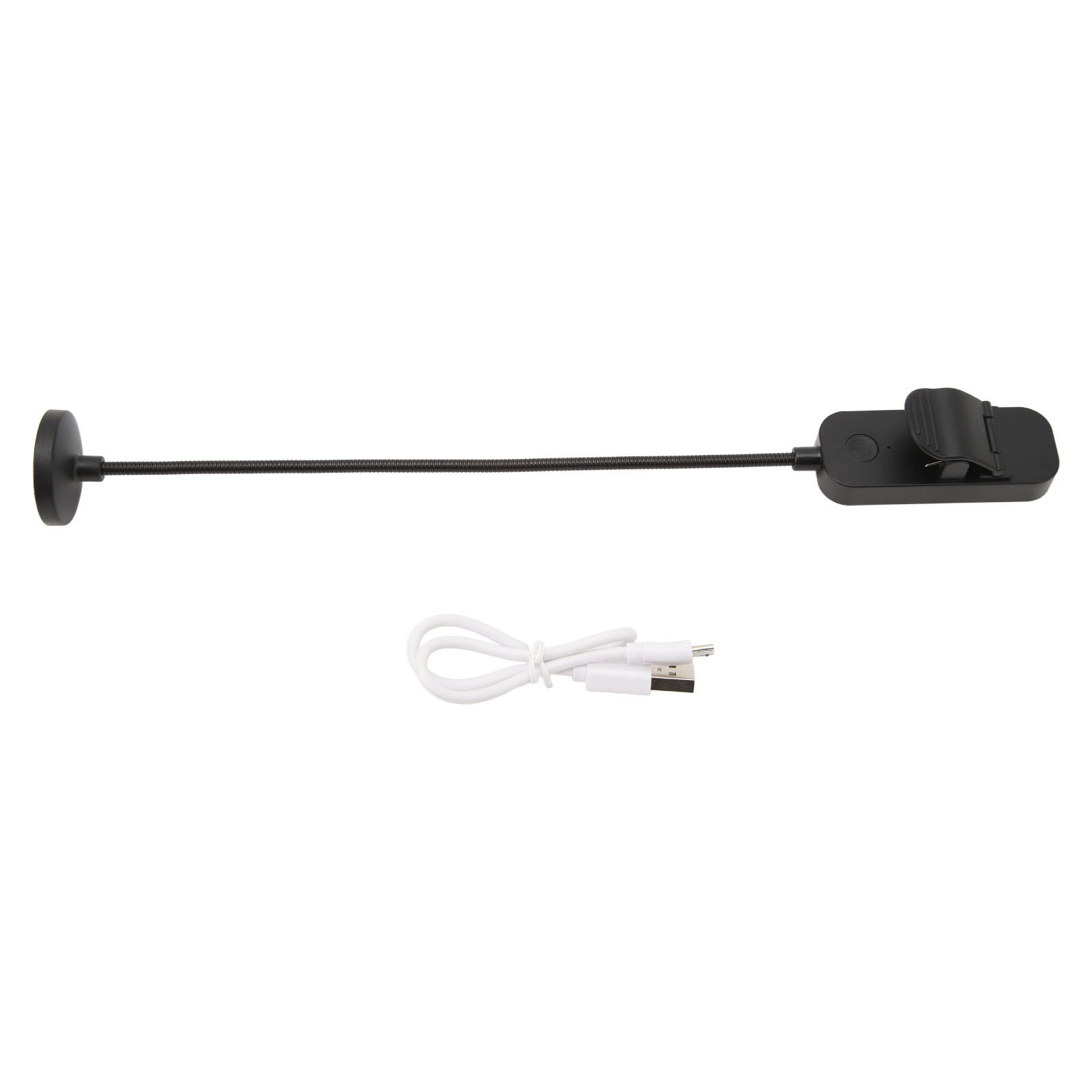 Wiederaufladbare Led-leselampe Mit Usb-anschluss, Flexiblem Clip, 3 Helligkeitsstufen, Schwarzem Abs-kunststoff, 305 Mm, Leicht