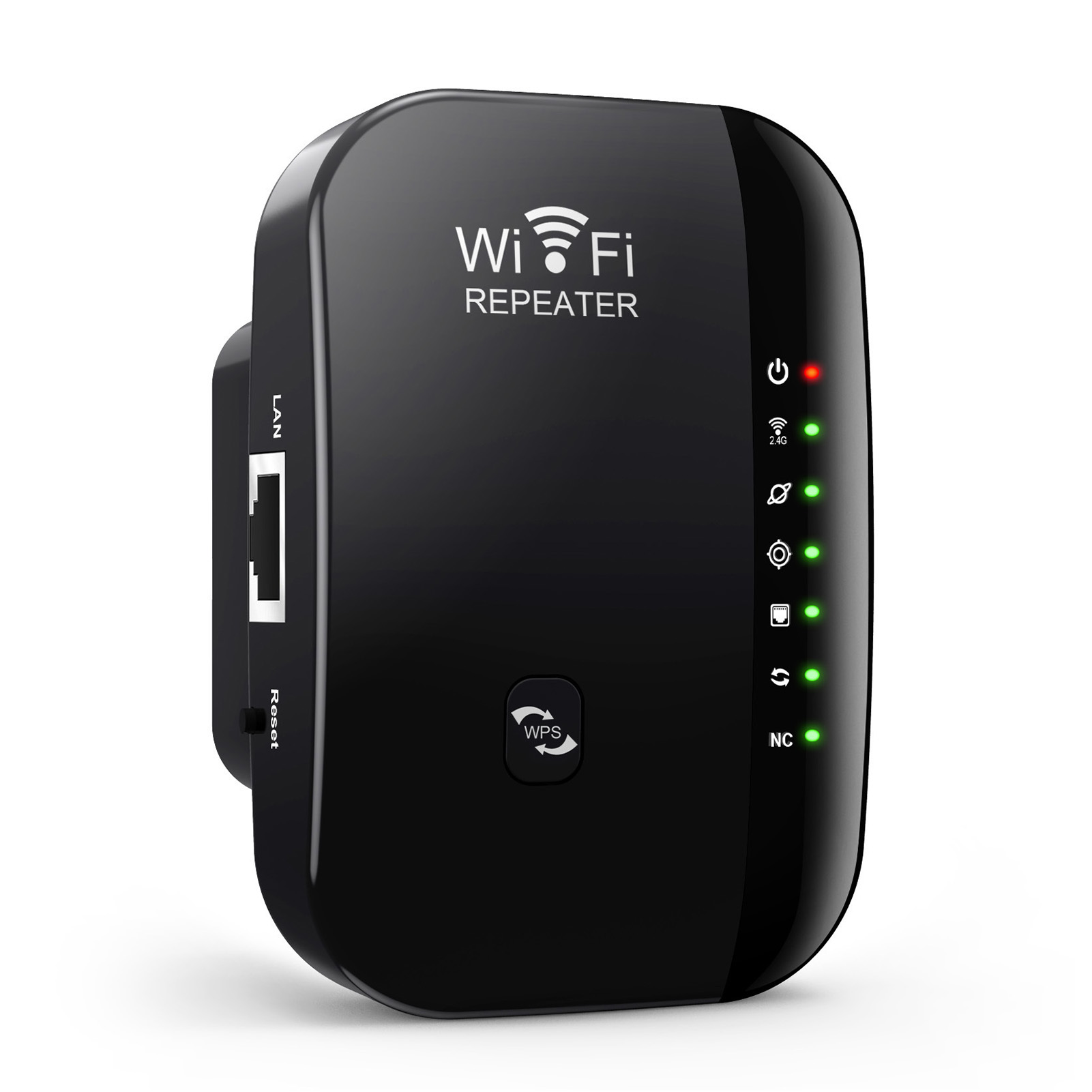 300-mbit/s-wlan-repeater Mit 7 Leds, Repeater-/ap-modus, Ethernet-anschluss, Einfache Einrichtung, Schwarz