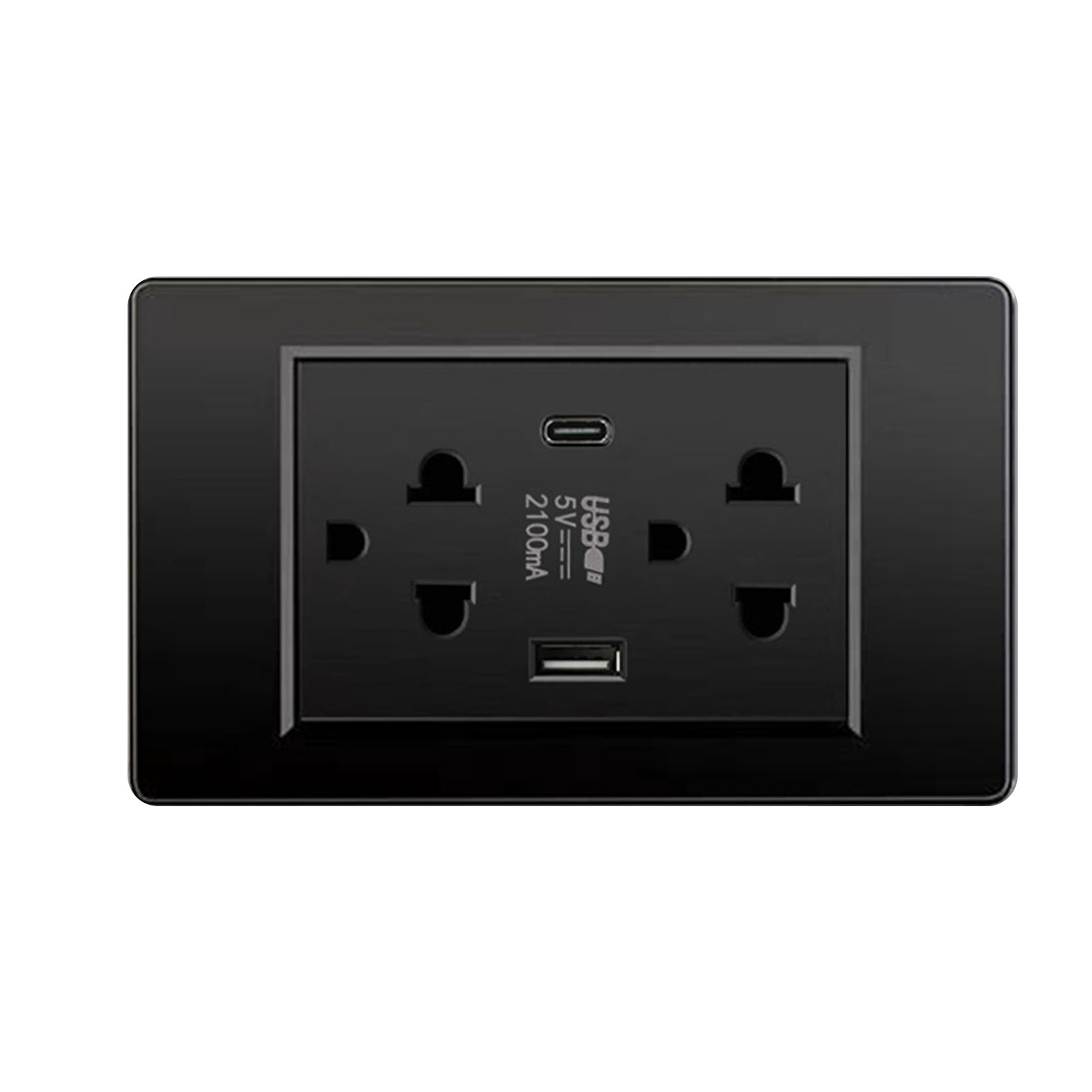 Kompakter Schwarzer Wandstecker Im Thailändischen Stil (118) Mit Integrierten Usb-a- Und Usb-c-anschlüssen Für Zuhause Und Büro, Modernes Design