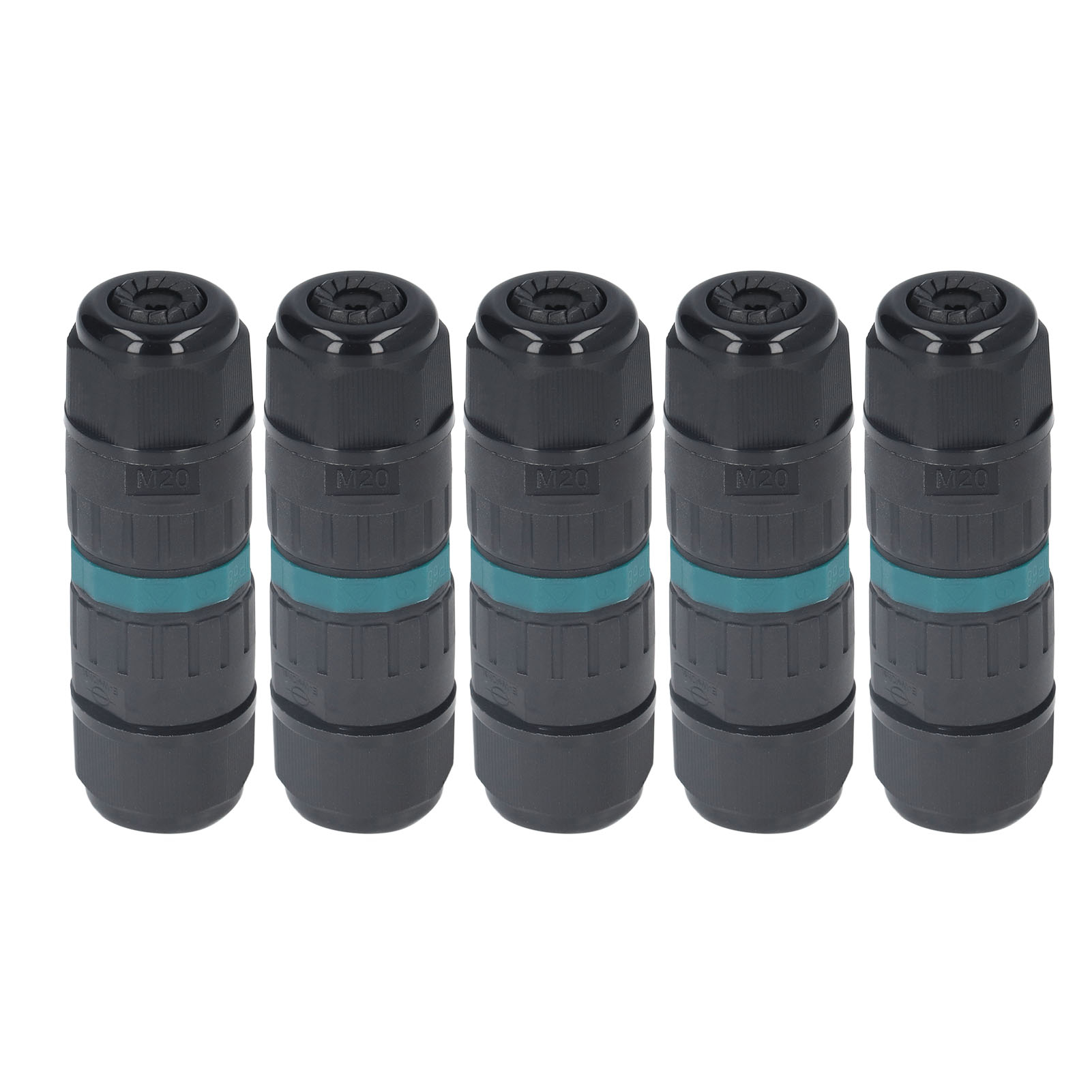 M20 3-poliger Ip68 Wasserdichter Stecker Ew-m20-3p Schwarz Pa66 Messingkabel 9-12 Mm 5er-pack Für Außen-leds