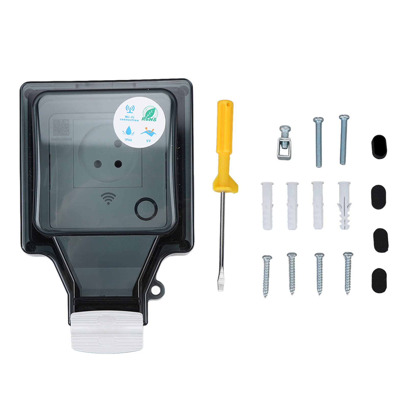 Tuya Smart Life Ip66 16a Wasserdichter Wlan-wandstecker Für Den Außenbereich, Kompatibel Mit Alexa Und Google Assistant