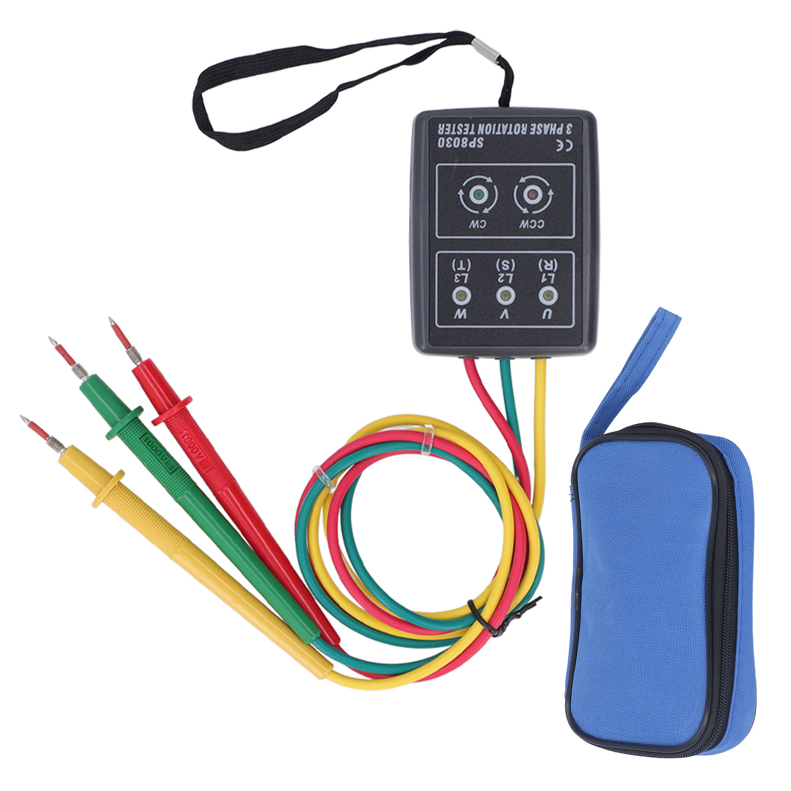 Dreiphasen-sequenzprüfer 60–600 V, Batterielos, 5 Leds, 700 Mm Kabel, Doppelte Isolierung, Robustes Abs-gehäuse, Für Elektriker
