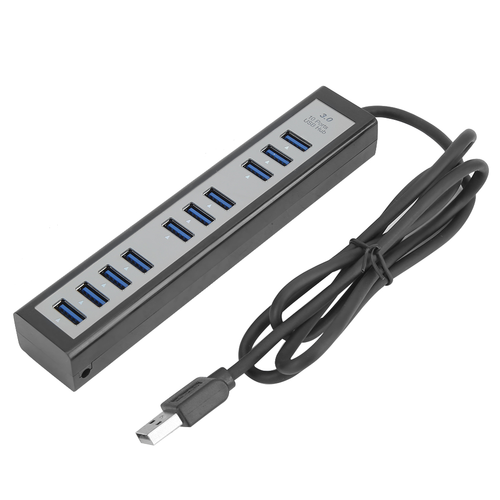 Toivize 10-port Usb 3.0 Hub, Schwarz, Kompakt – Selbstversorgend, Gl3520 Chip, Integrierter Schutz, Kompatibel Mit Windows/linux/macos