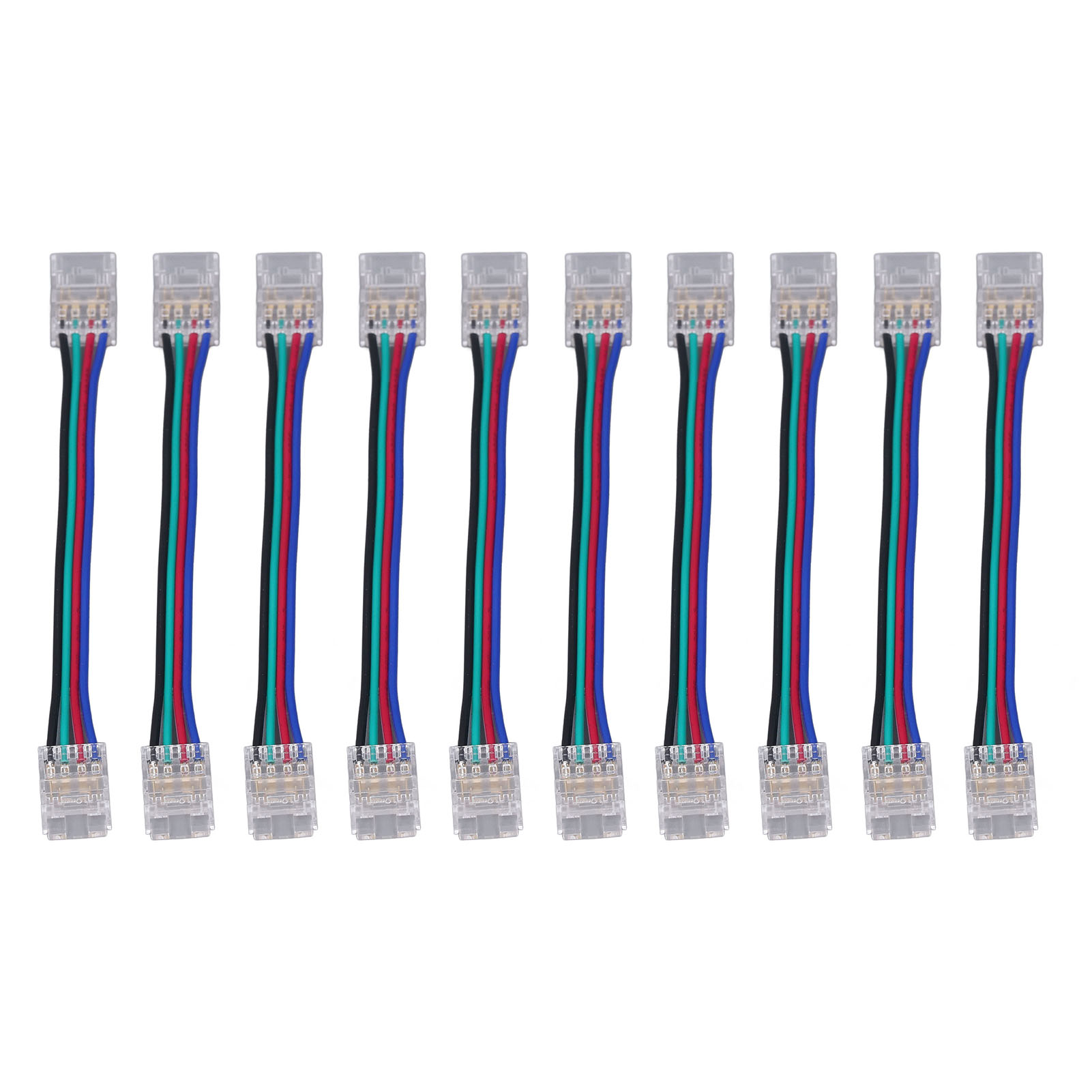 Lötfreie 4-pin-rgb-led-steckverbinder Für 10-mm-streifen, 10-teiliges Set, Kompatibel Mit 5 V, 12 V Und 24 V, Aus Robustem Polycarbonat