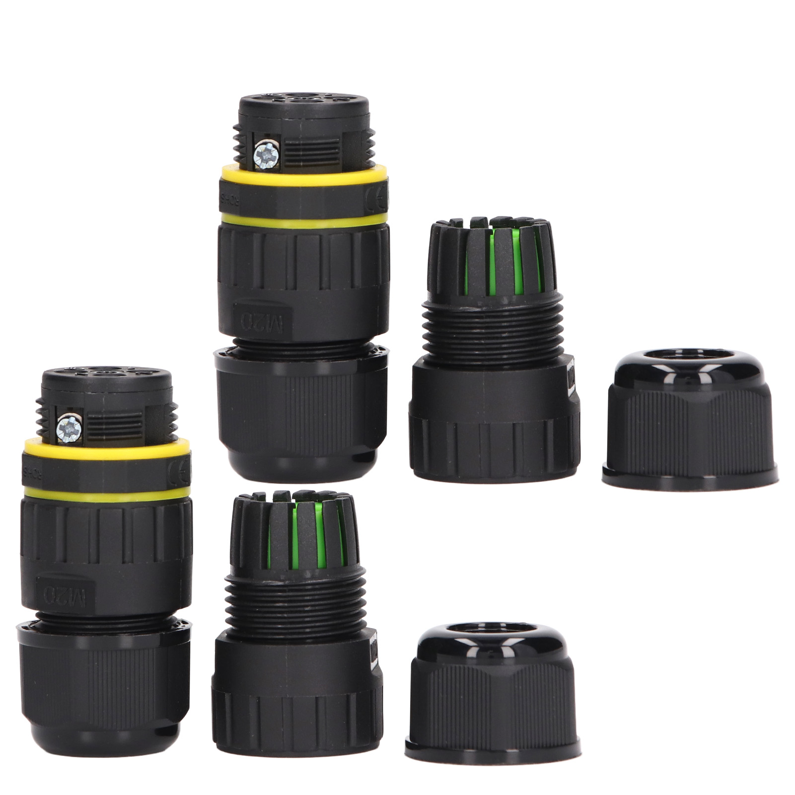 Ip68 Wasserdichte Anschlussdose Ew-m20-4p, 4-polig, Schwarz, Für 9-12 Mm Kabel, 2er-pack