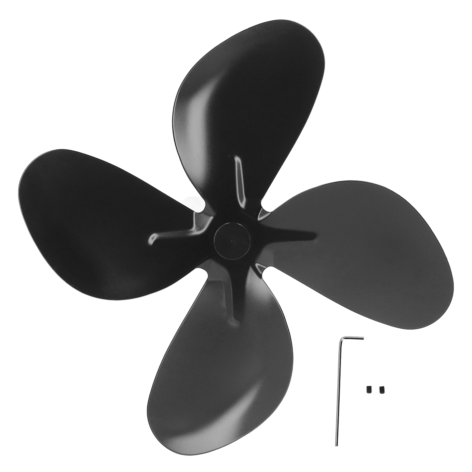 Ofenlüfterflügel, 4 Schwarze Aluminiumflügel, 18 Cm Durchmesser, Ersatzteilset Mit Schrauben Und Inbusschlüssel