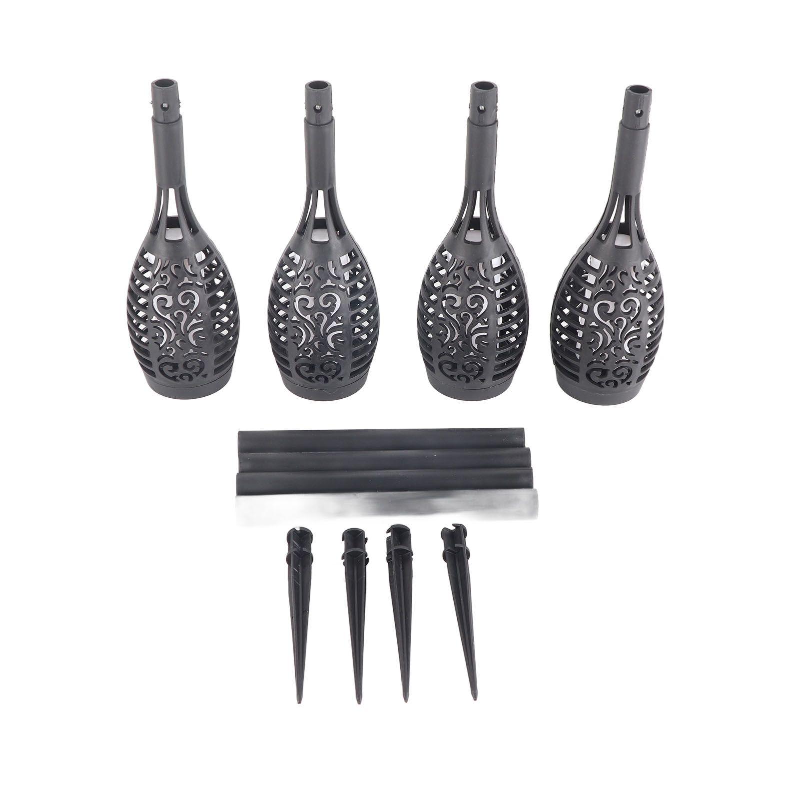 4er-set Solar-led-fackeln Mit Tanzender Flamme, Ip44 Wasserdicht, Abs-kunststoff, 50 Cm, 10 Stunden Akkulaufzeit, Gartendekoration