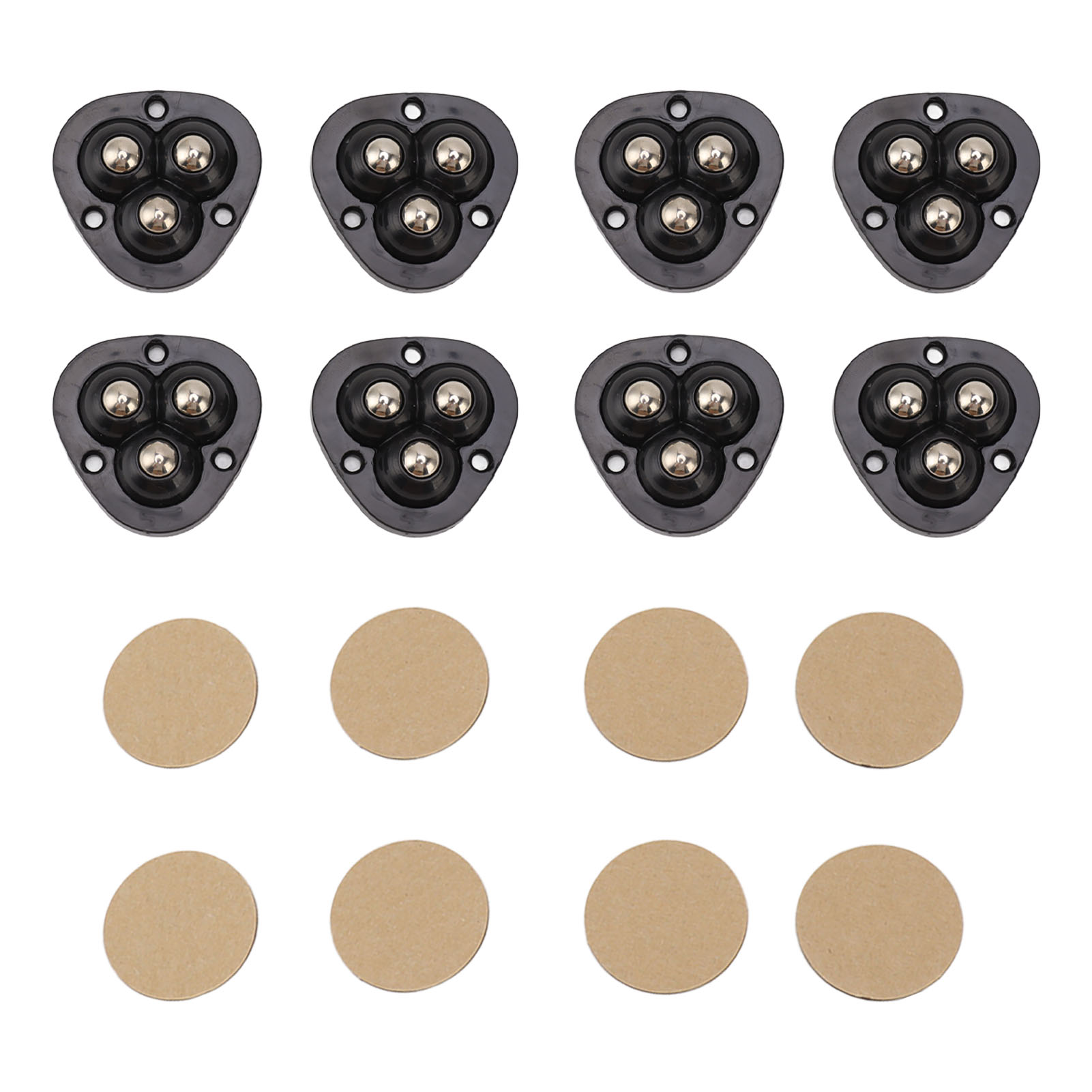 Set Mit 8 Um 360° Drehbaren Edelstahl-kleberollen Für Möbel Und Haushaltsgeräte, Max. Traglast 50 Kg