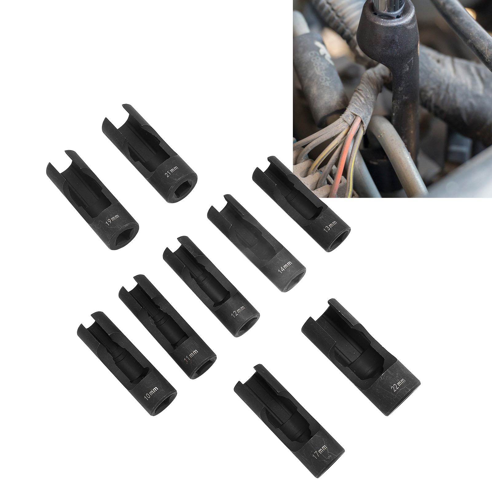 Satz Mit 9 Steckschlüsseln Für 1/2"-hutmuttern, Chrom-vanadium-stahl, 10-22 Mm, Für Kraftstoffleitungen Und Einspritzdüsen