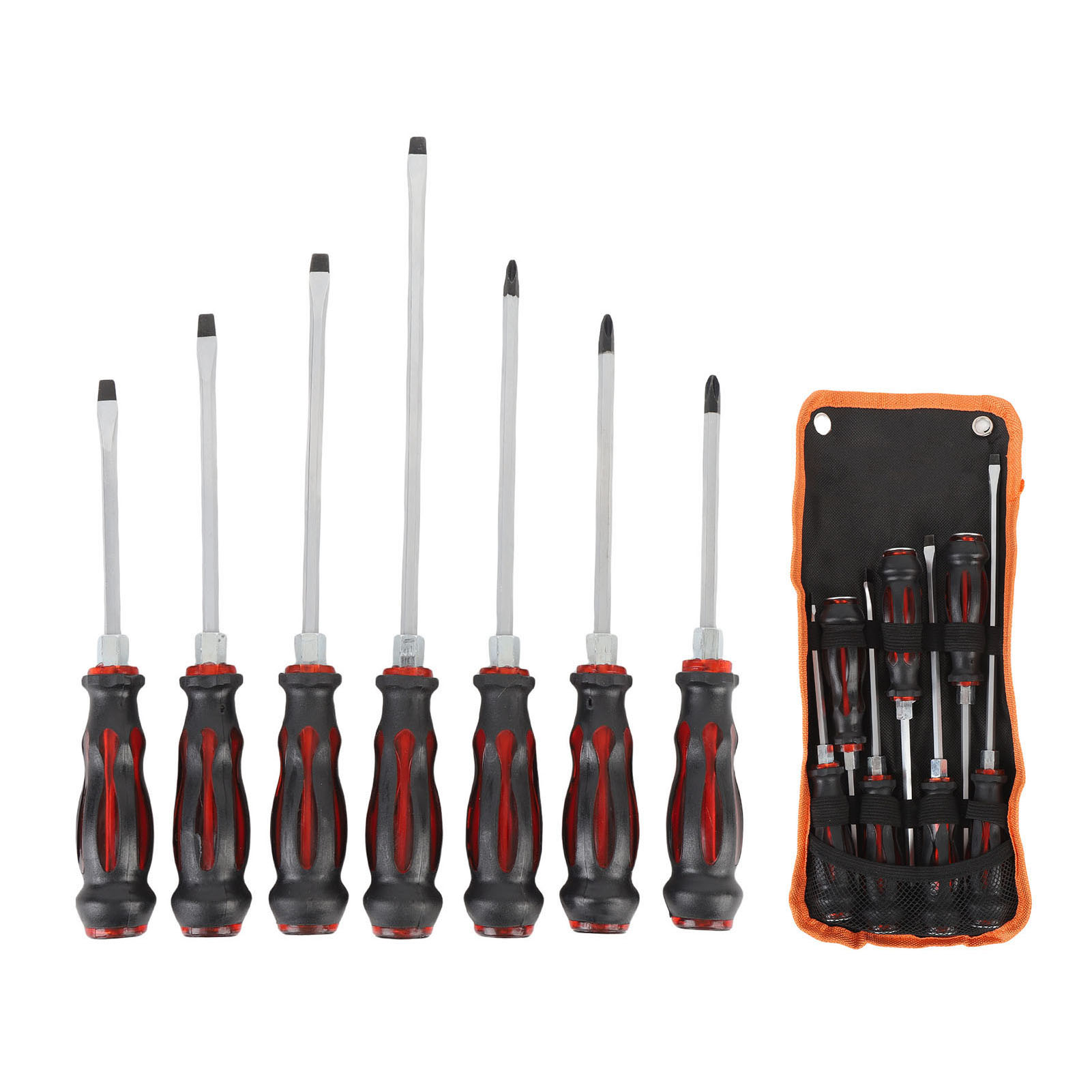 7-teiliges Set Ergonomischer, Magnetischer Schraubendreher Aus Chrom-vanadium-stahl, Ph1-3, Schlitz 3,5-6 Mm, Inklusive Tasche Für Auto- Und Heimwerkerreparaturen