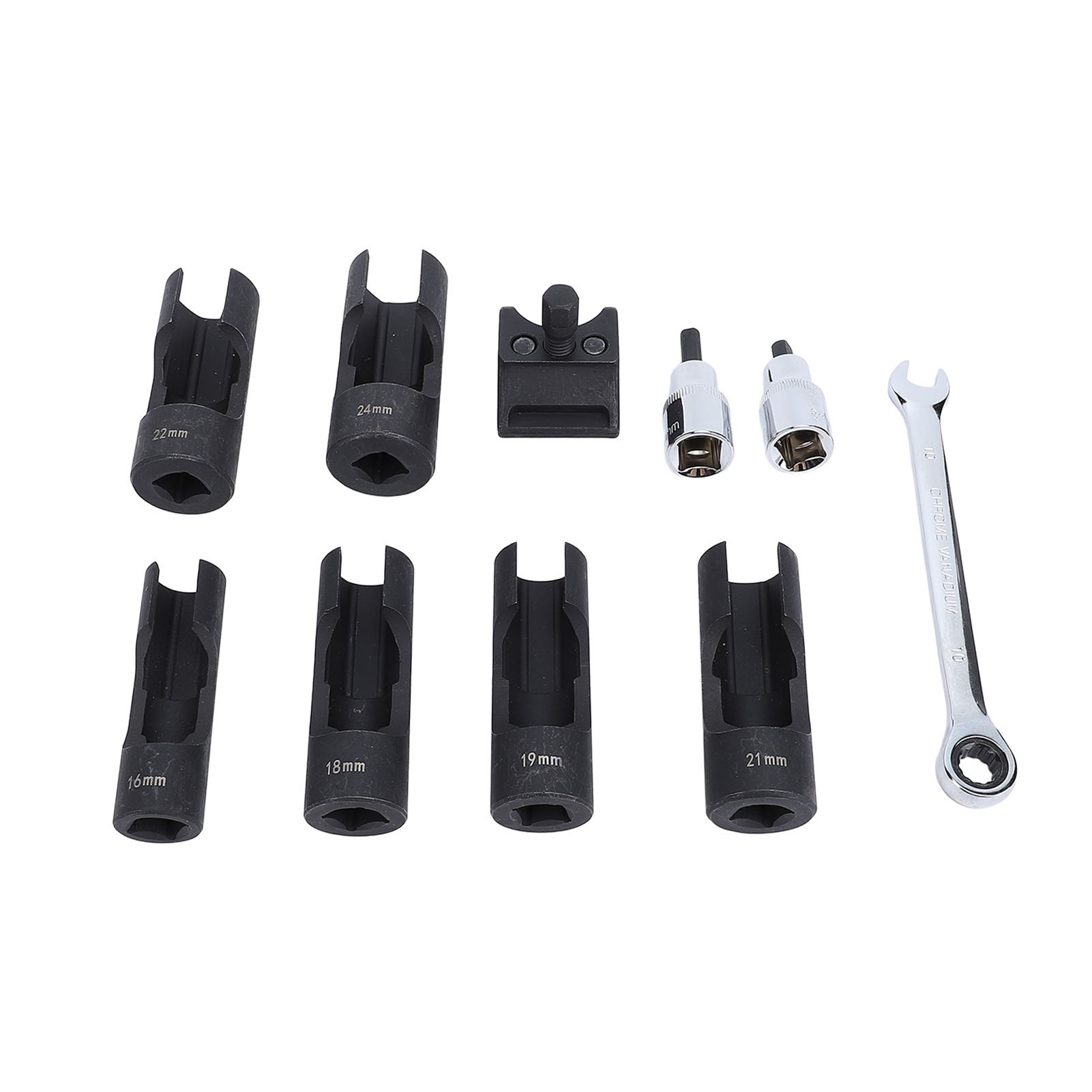10-teiliges Stoßdämpfer-ausbauset + Kugelgelenkspreizer, Gehärteter Stahl, 1/2"-antrieb, 16-24 Mm Steckschlüssel