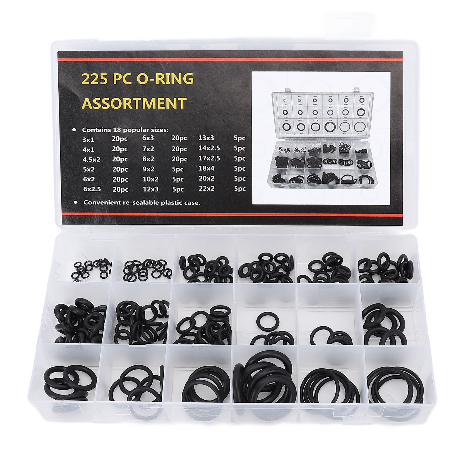 225-teiliges Nbr-o-ring-set Impa813072, 18 Größen, Ölbeständig Für Kfz-reparaturen, Sanitärinstallationen, Wasserdicht