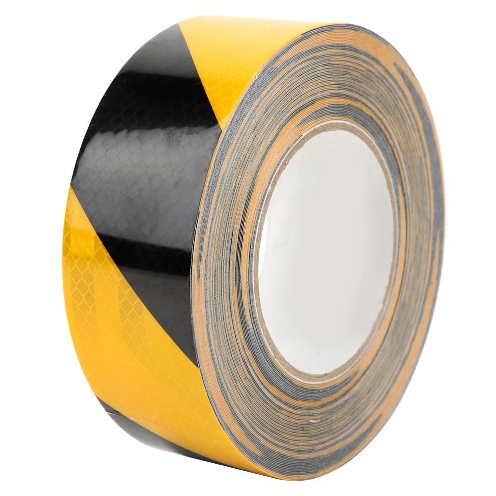 Selbstklebendes Reflektierendes Band 50 Mm X 25 M, Gelb Und Schwarz, Polyester, Witterungsbeständig, Für Industrie- Und Verkehrssicherheitskennzeichnungen