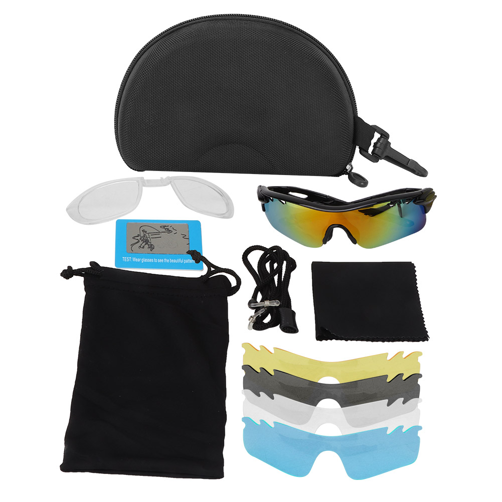 Toivize Polarisierte Radbrille Mit 4 Austauschbaren Gläsern, Schwarzem Tr90-rahmen, Hd-uv-schutz Und Stoßdämpfung Für Radfahren Und Andere Sportarten