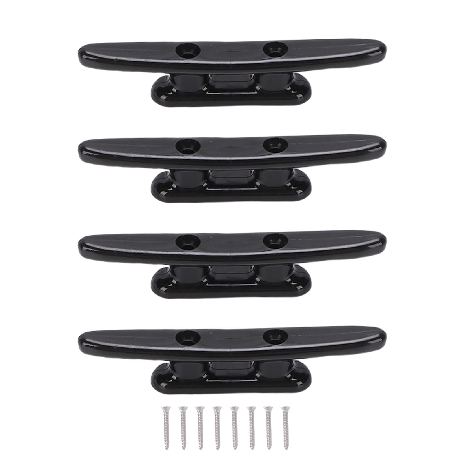 Set Mit 4 Schwarzen, 10 Cm Langen, Verstärkten Und Uv-beständigen Festmacherklampen Aus Kunststoff Für Boote, Kajaks Und Stege – Inklusive Schrauben