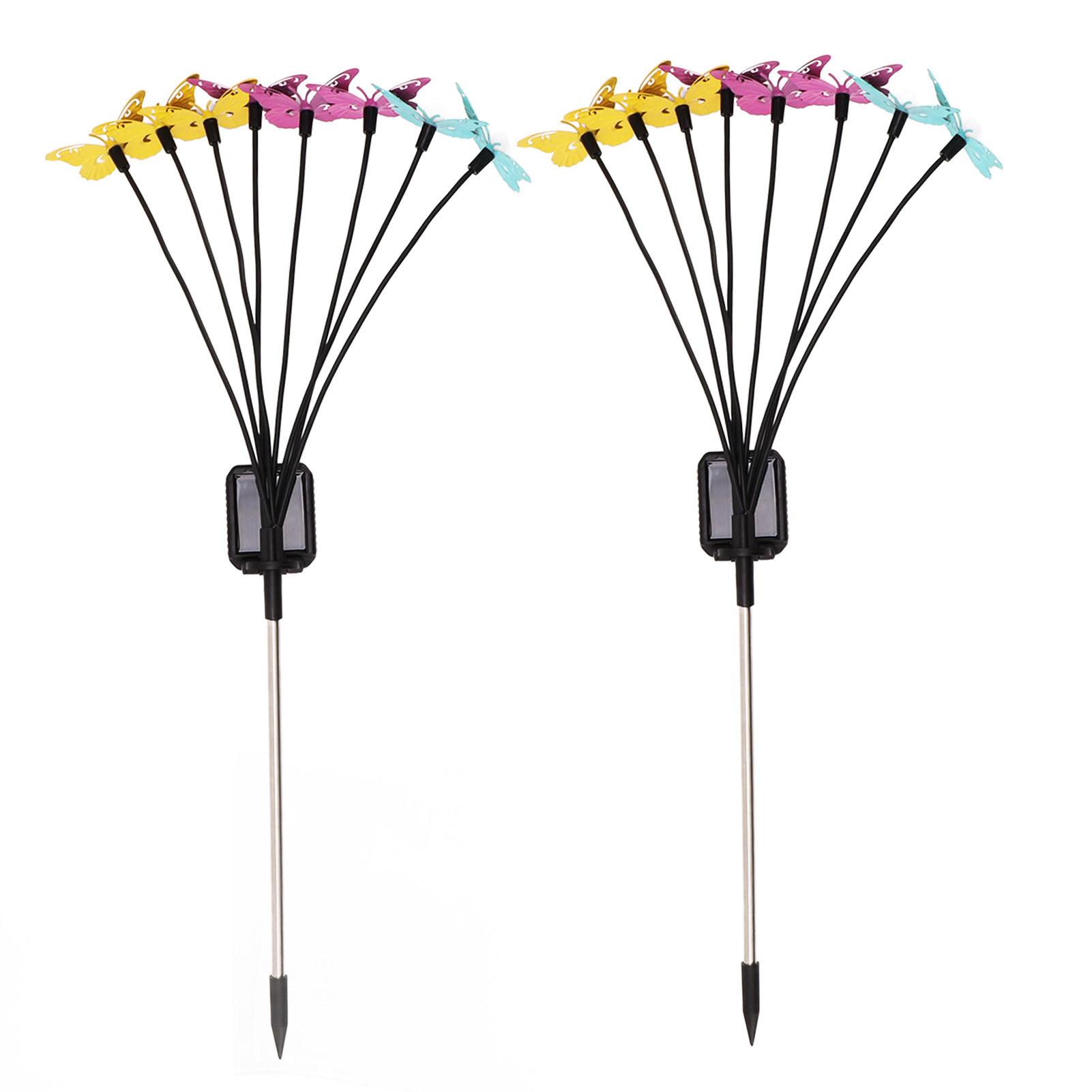 2er-set Solar-gartenleuchten In Schmetterlingsform, Ip65 – 16 Schmetterlinge, Warmweißes Licht