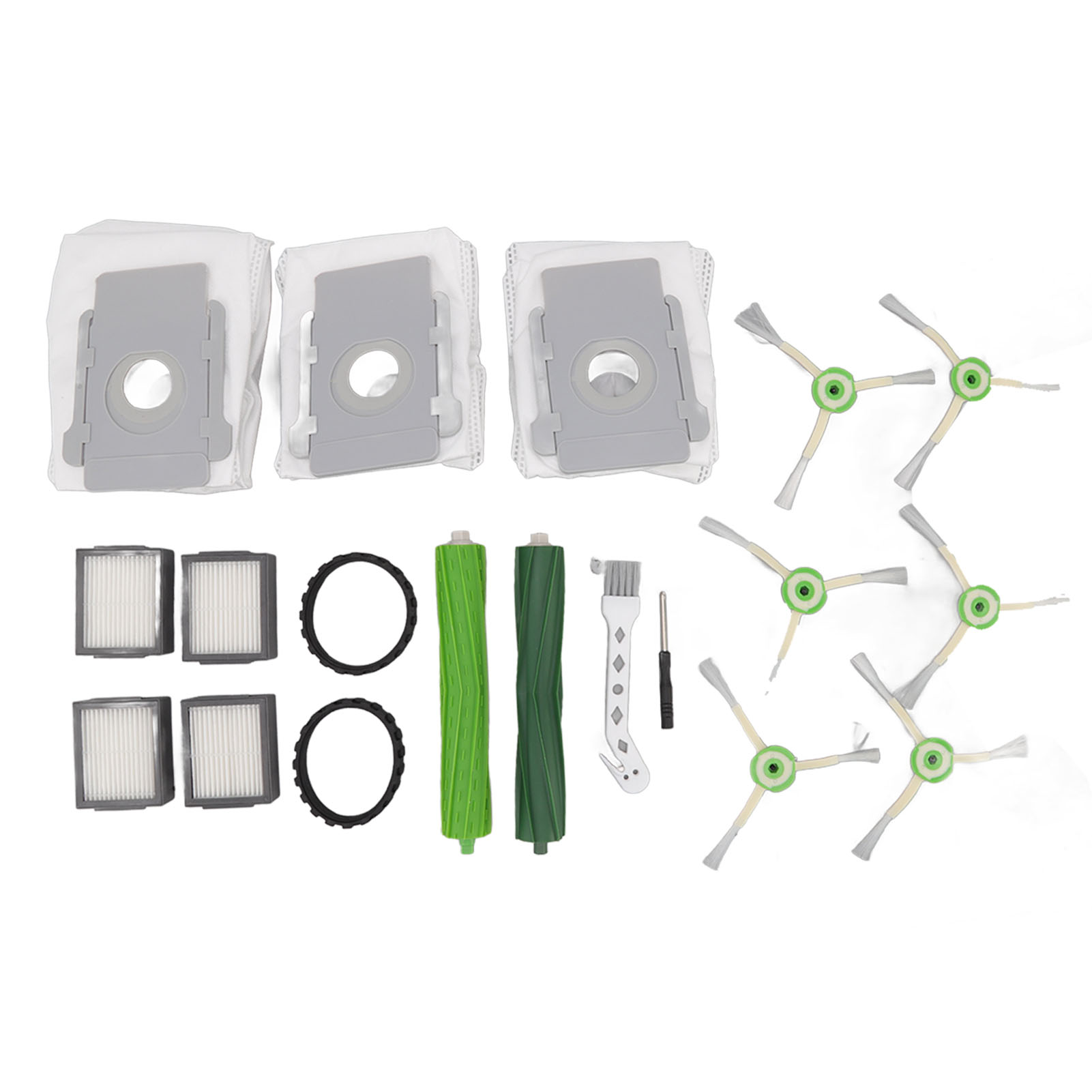 Ersatzteilset Für Roomba I7 I6 I8 I3+ E5 E7 – Hauptbürste, 6 Seitenbürsten, 4 Hepa-filter, 3 Beutel