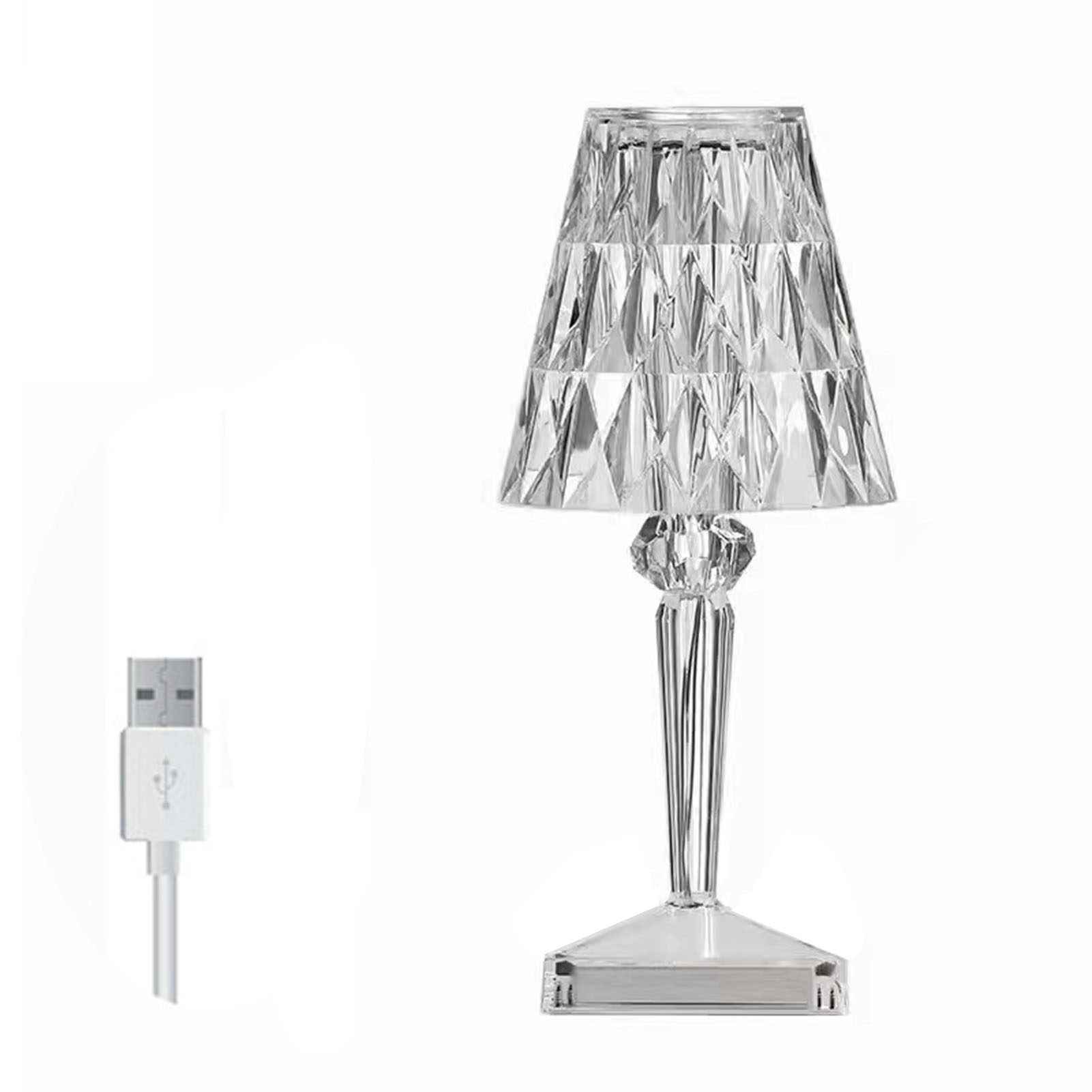 Toivize Diamant-kristall-acryl-tischleuchte, Wiederaufladbar, Usb-touch-steuerung, 3 Farben, Elegantes Design, 260 Mm