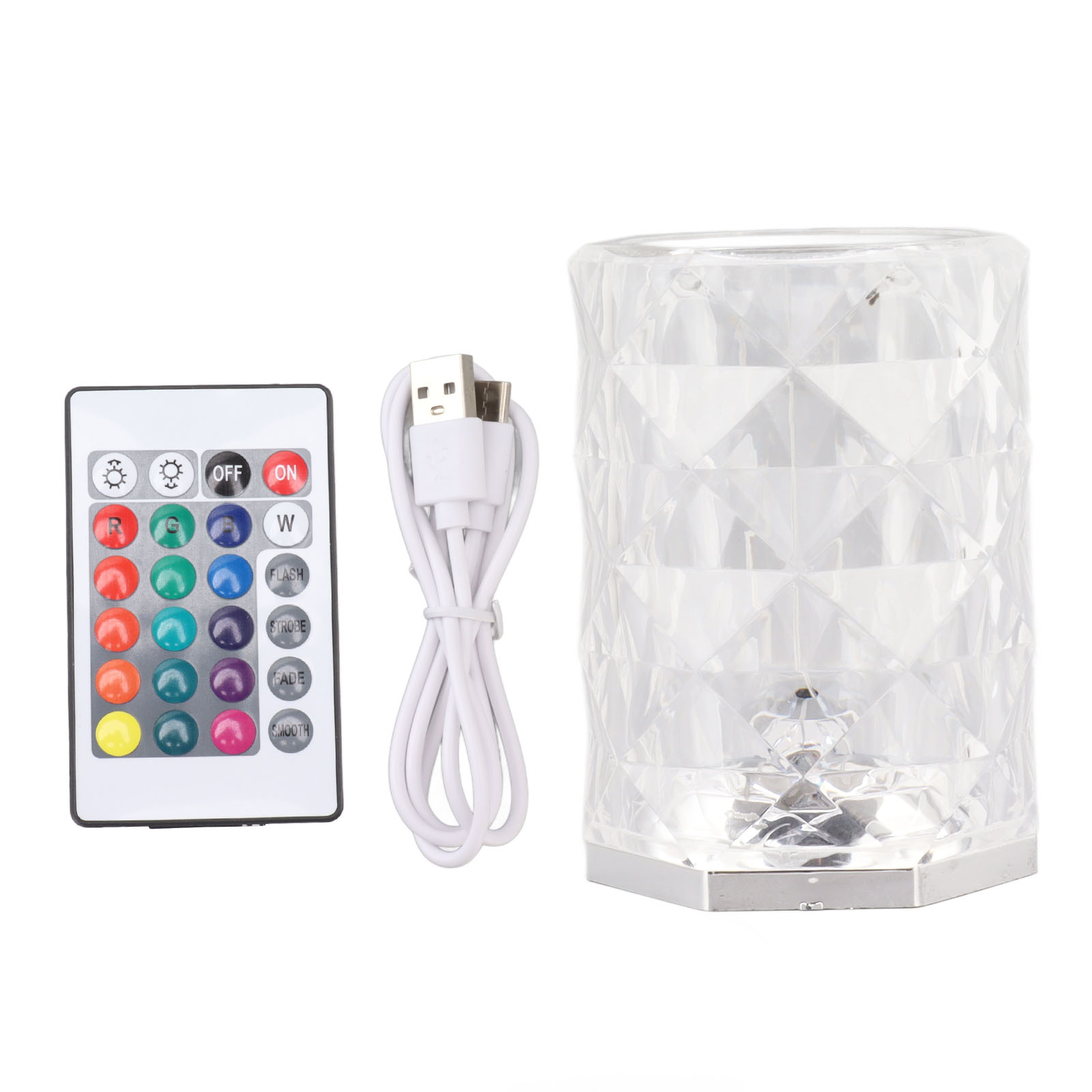 Rgb-kristall-schreibtischlampe Mit 16 Farben, Fernbedienung Und Touch-steuerung, Elegantes Acryl-design Fürs Schlafzimmer