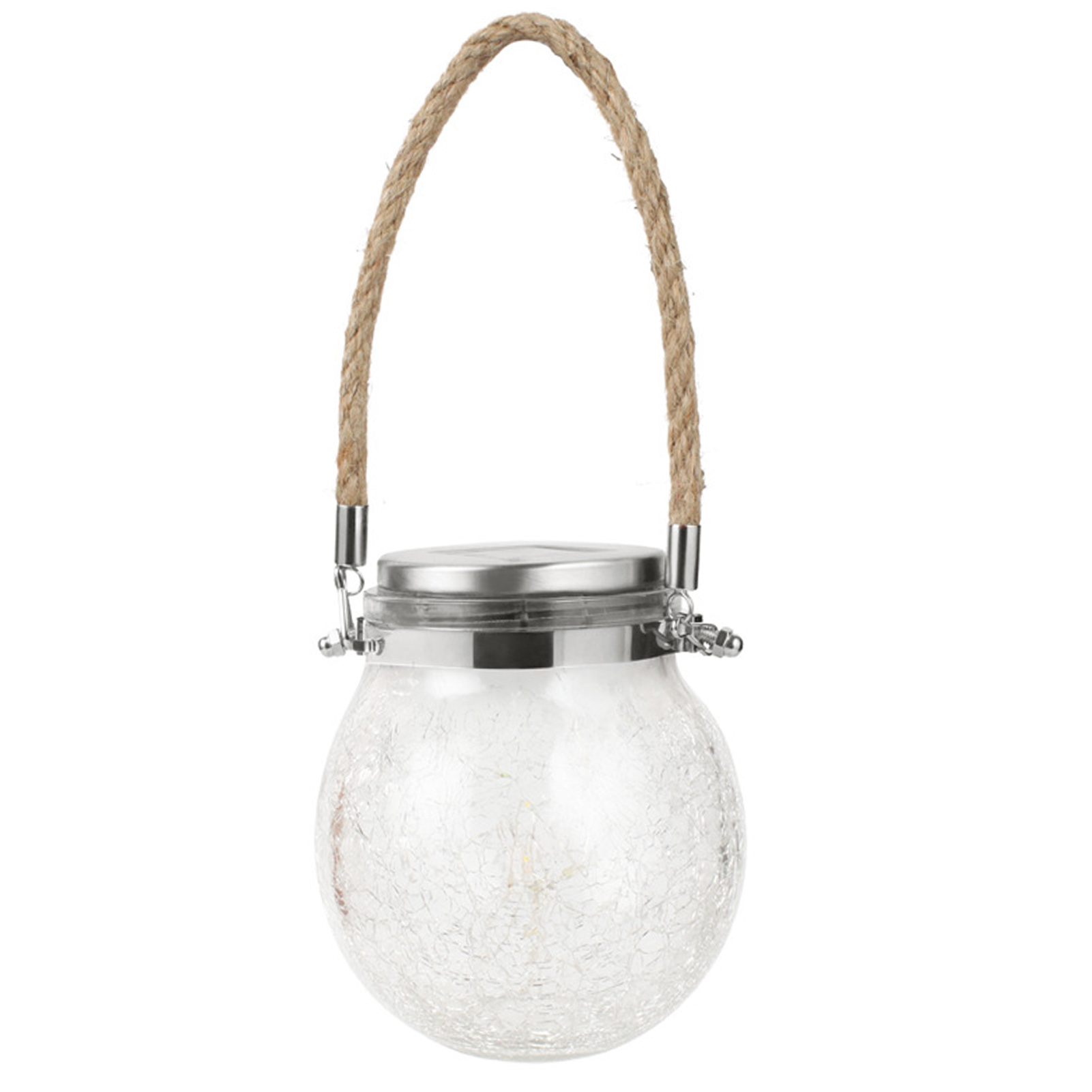 Toivize Kabellose Solarlaterne, Crackle-glas, 20 Leds, Wasserdicht, Garten- Und Terrassendekoration