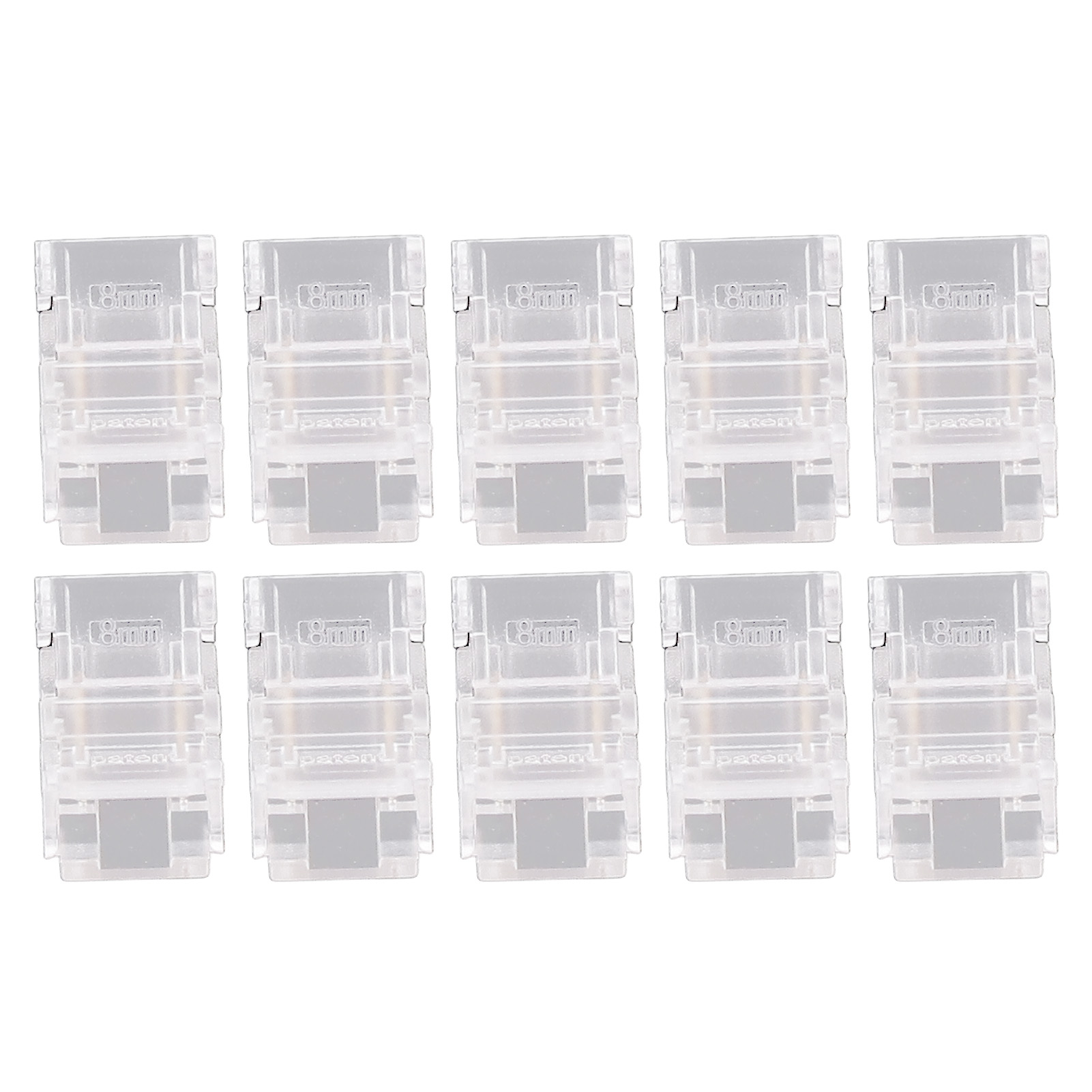 Lötfreie 2-pin-8-mm-led-verbinder – Streifen-zu-streifen-verbindungen Aus Pc Und Kupfer Für Smd-cob-streifen – 10er-packung