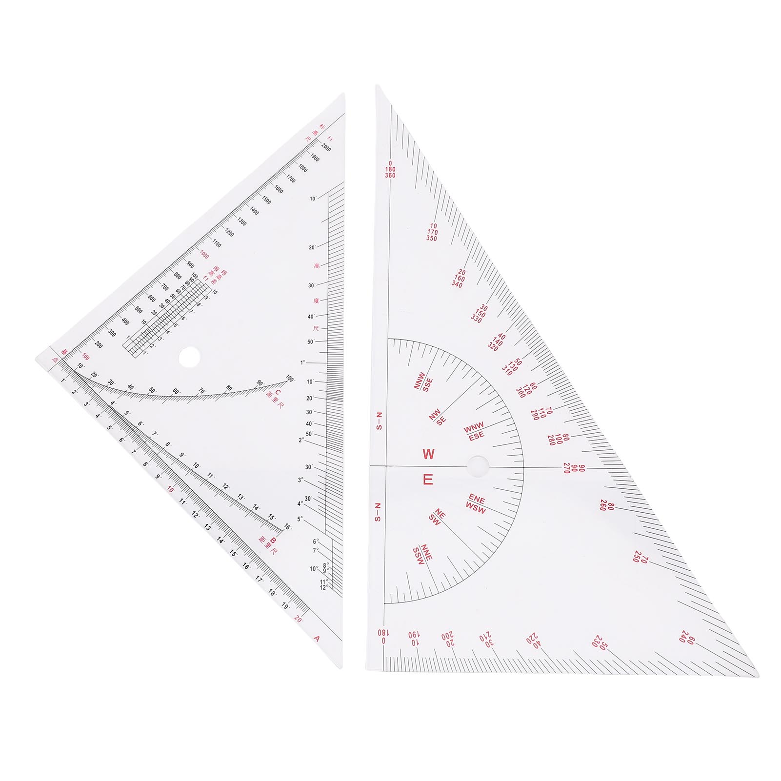 Toivize Impa371007 405 Mm Dreiecklineal Aus Transparentem Acrylglas Für Die Schifffahrt, 2er-pack Für Präzise Navigation Und Kartierung