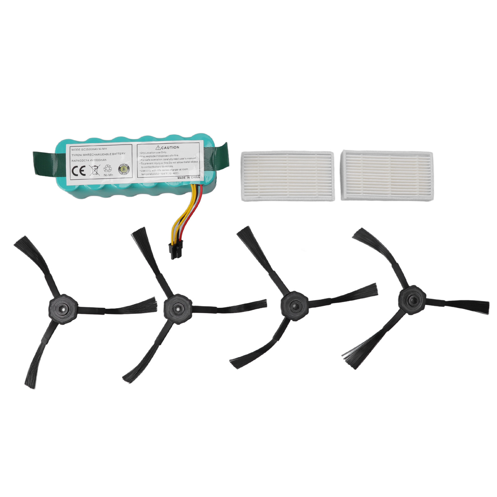 3500-mah-nimh-akkuset Für Ecovacs Cr120, Cr121 Und Cr540 Saugroboter Mit 4 Seitenbürsten Und 2 Filtern