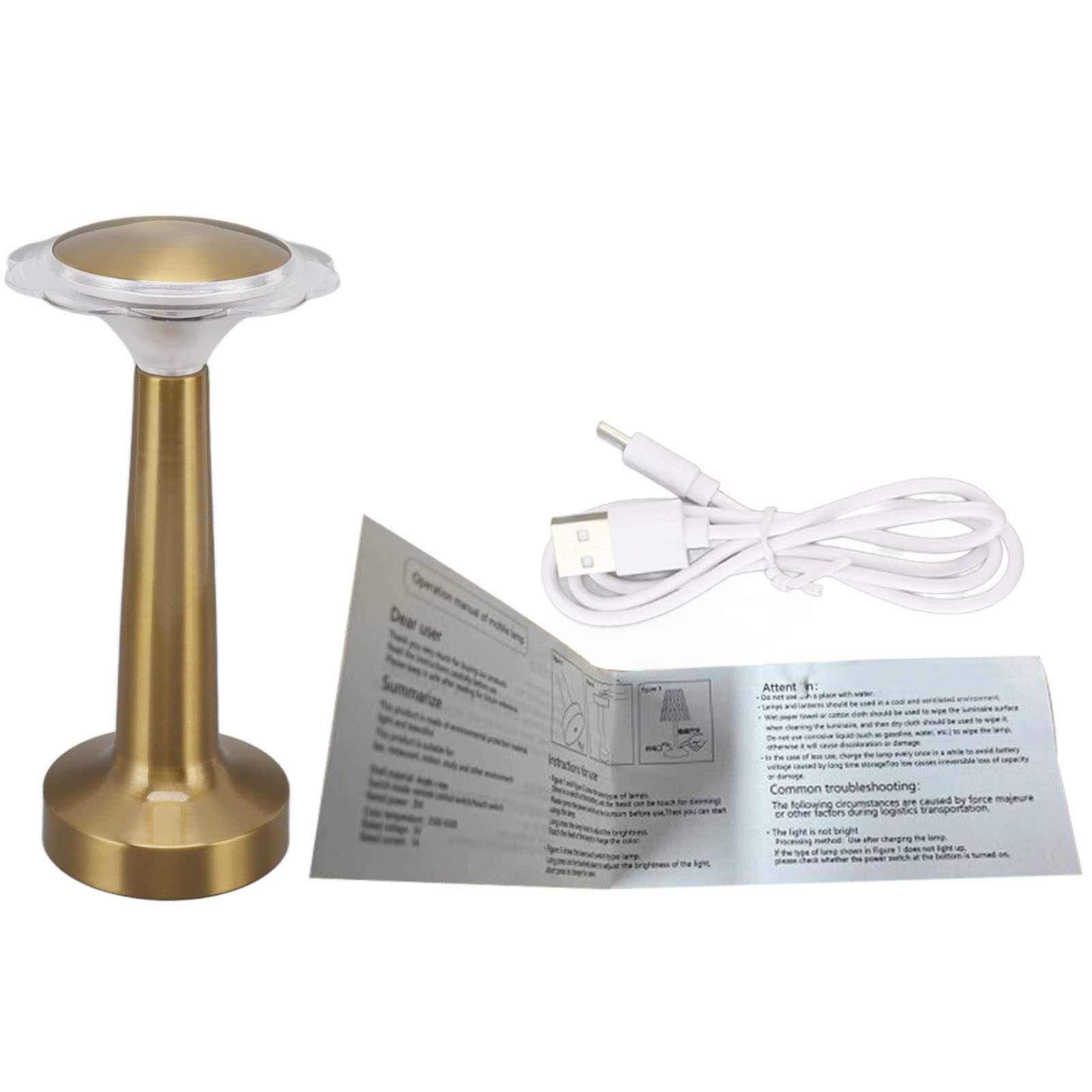 Toivize Usb-wiederaufladbare Touch-tischleuchte Im Retro-design Aus Metall Und Acryl, 3 Helligkeitsstufen Für Schlafzimmer, Wohnzimmer Und Bar