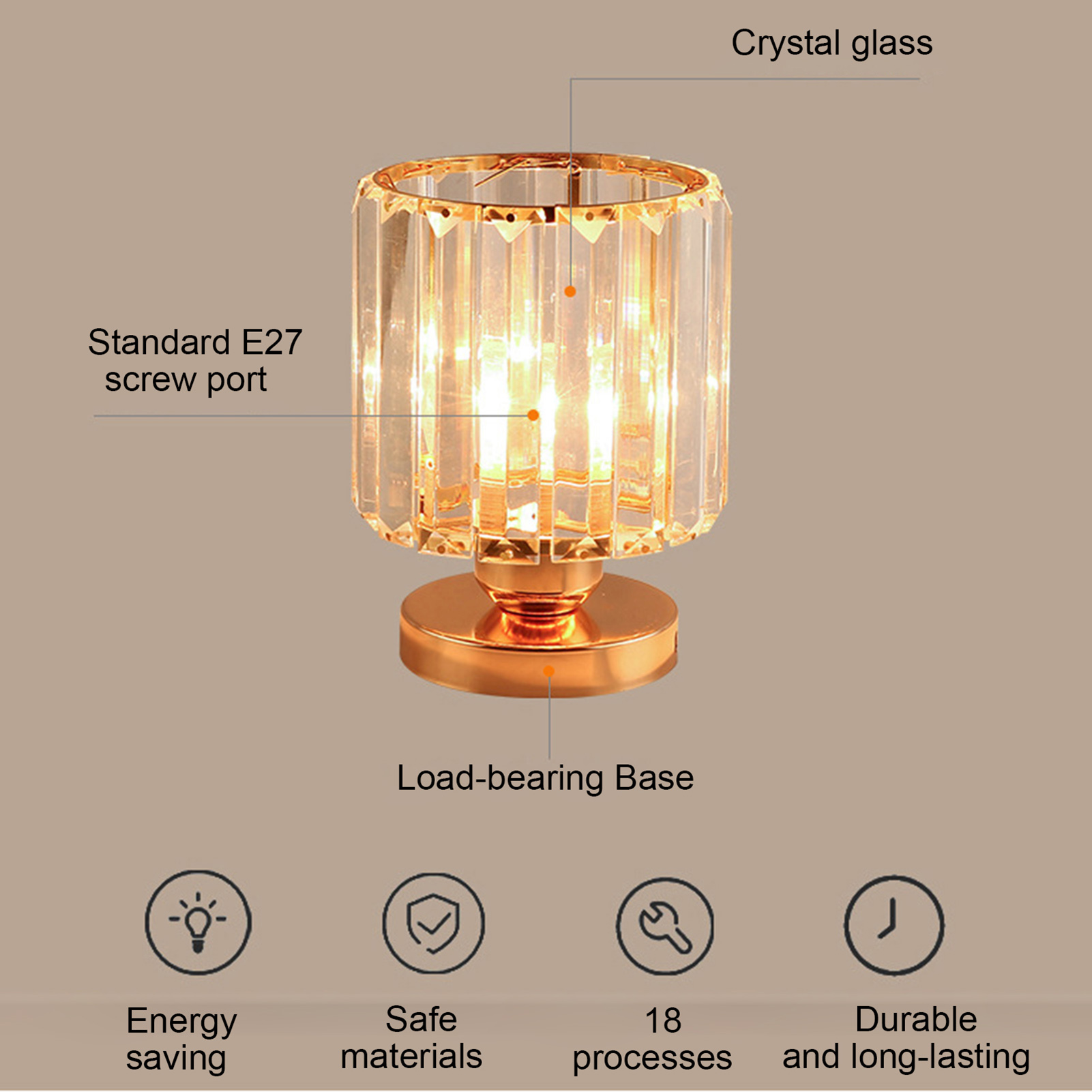 Toivize E27 Wandleuchte Im Nordischen Design, Kristall Und Goldmetall, Ø 13 Cm, H 17 Cm, Für Flur, Eingangsbereich, Badezimmer, Balkon
