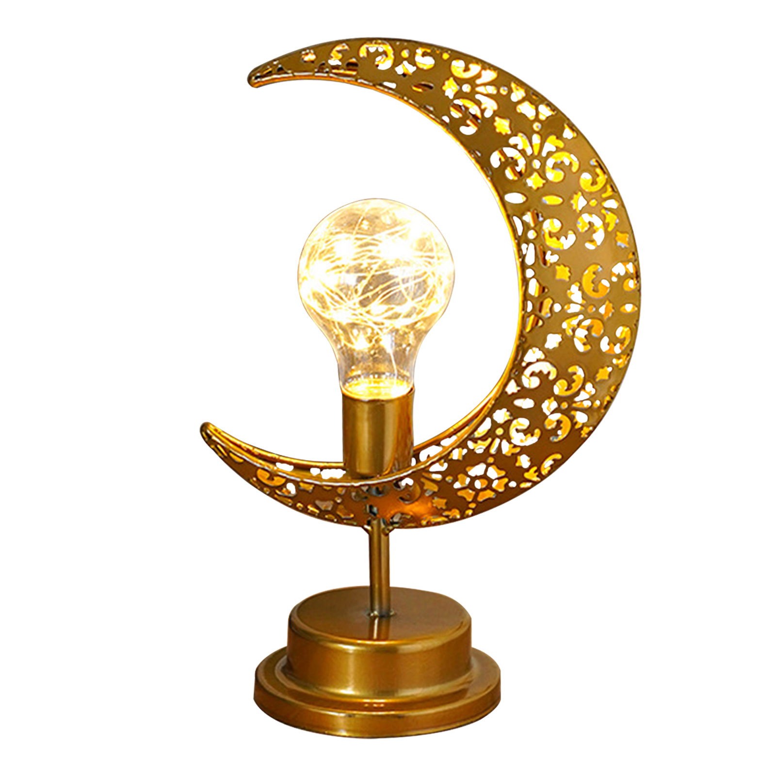 Dekorative Kabellose Led-mondlampe, Industriedesign Aus Goldfarbenem Metall, 28 X 14 X 13 Cm, Romantisches Nachtlicht Für Den Innenbereich