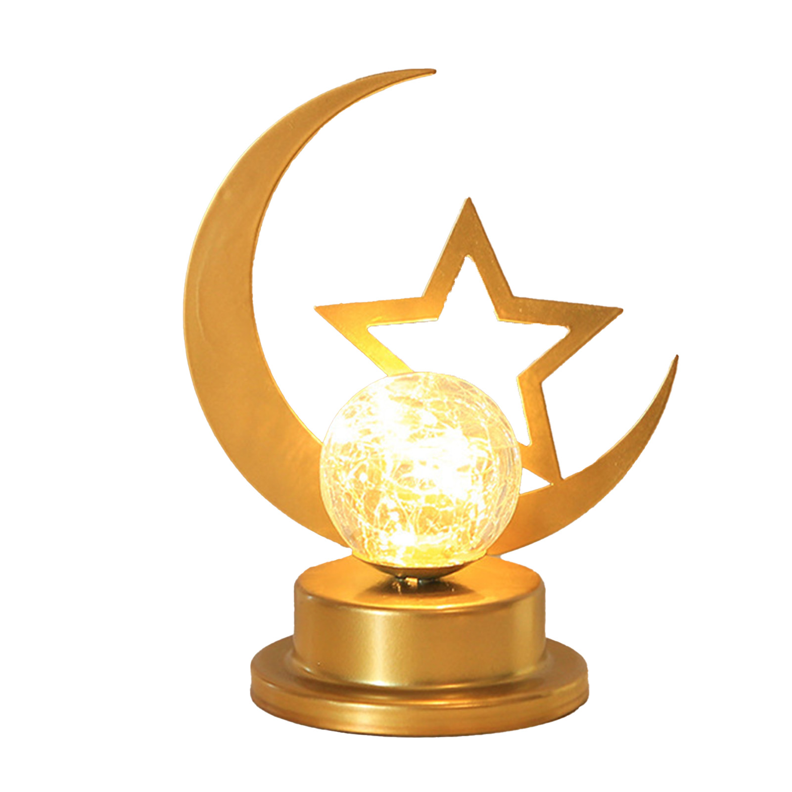 Dekorative Led-lampe – Durchbrochenes Eisen Mit Mond- Und Sternmotiv – Leuchtender Orientalischer Stil