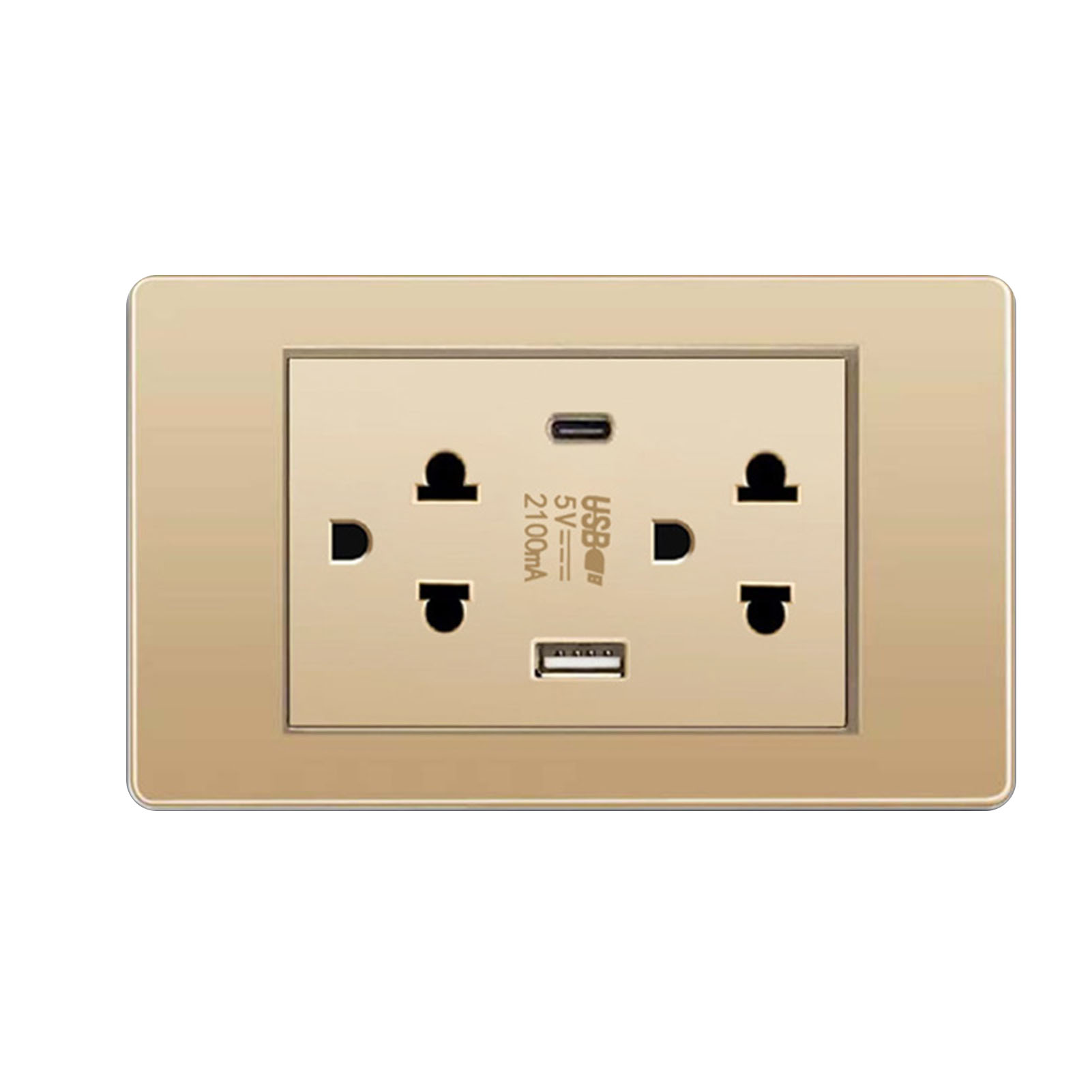 118-polige Wandsteckdose Im Thailändischen Stil Mit 6 Steckdosen + Usb Und Usb-c, Gold – Abs/metall, Platzsparend, Einfache Installation