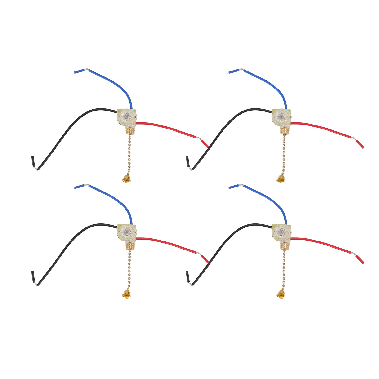 Zugkettenschalter Für Deckenventilatoren, 4er-pack, Vergoldeter Kopf, 30 Mm, 3-adrig, 250 V/125 V, Kupferbeschichteter Kunststoff