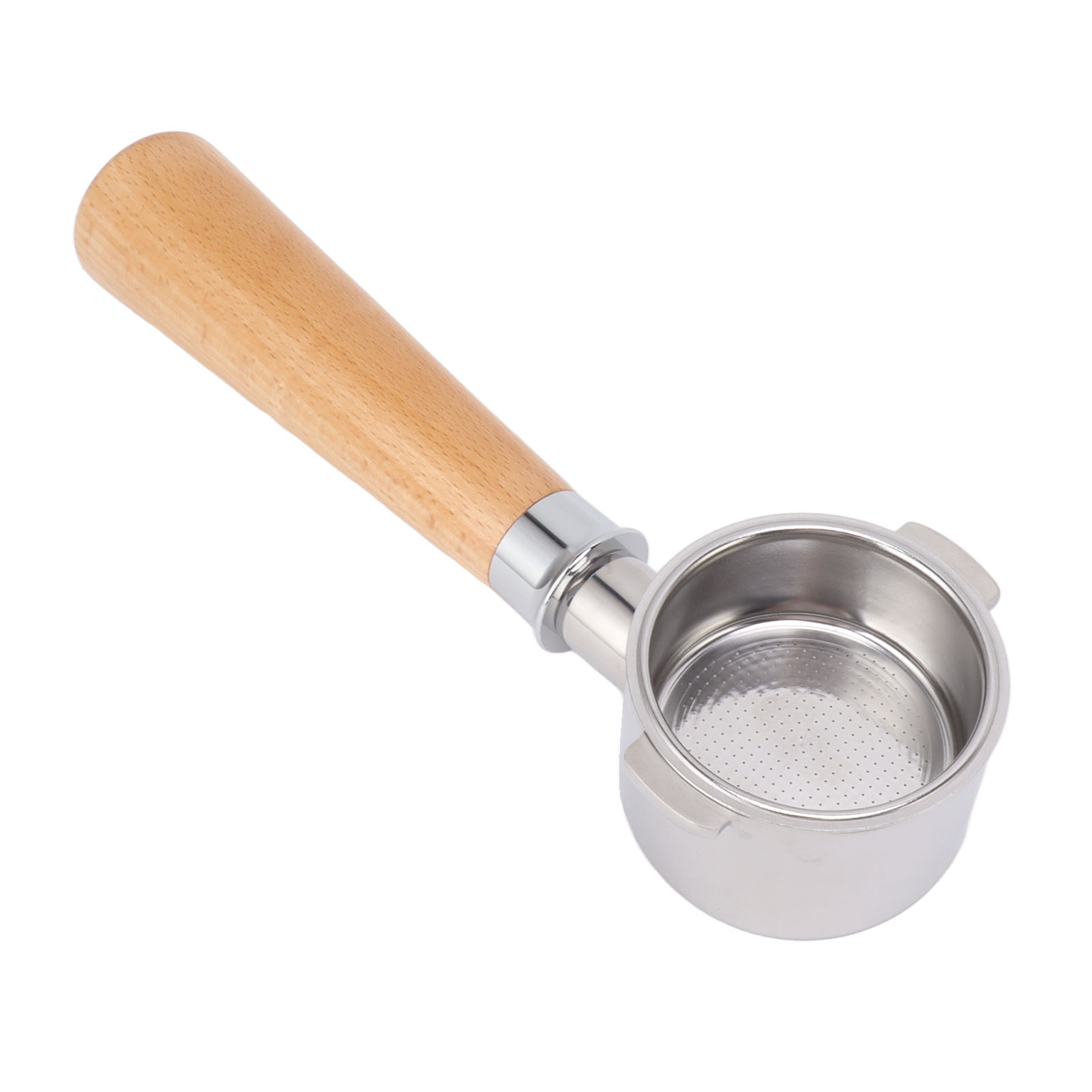 Bodenloser 51-mm-filterhalter Für De'longhi Ec0310 A2 Aus Edelstahl 304 Mit Griff Aus Naturbelassenem Buchenholz