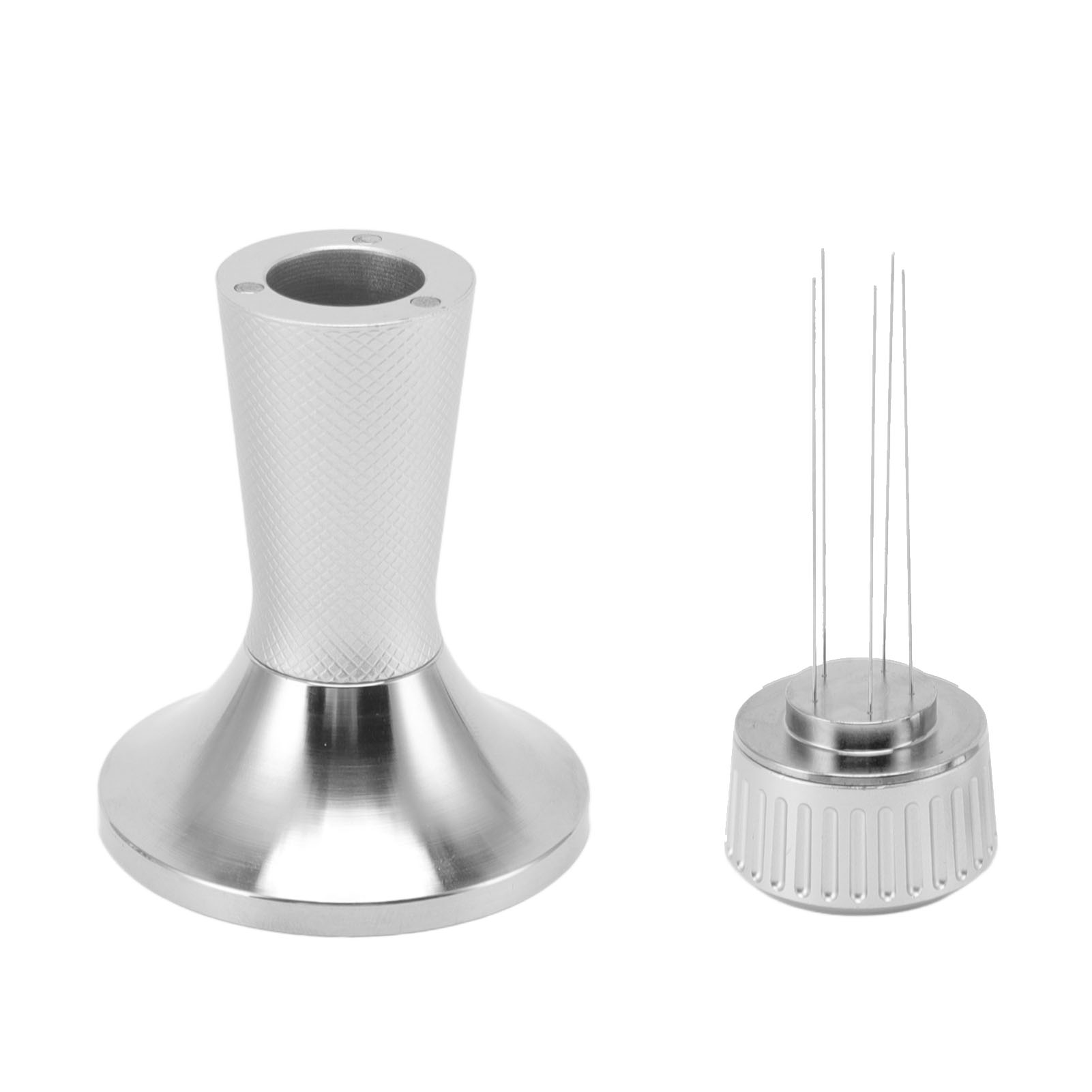 58,3 Mm Edelstahl-kaffeepresse Mit Dosiernadel – 2-in-1-magnetset Für Espressomaschinen, Gewölbter Sockel