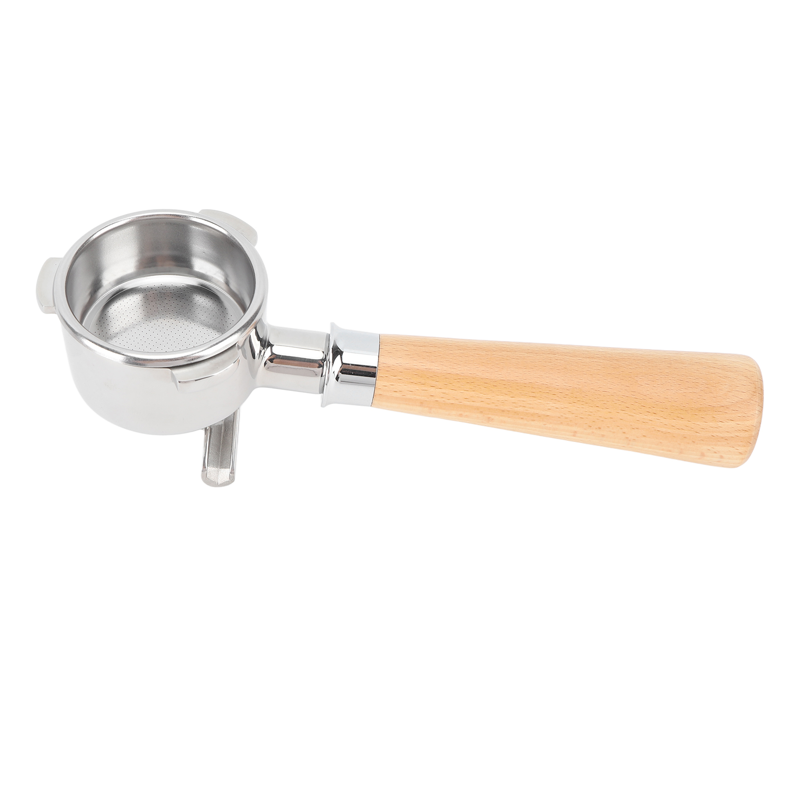54-mm-espressofilterhalter, Kompatibel Mit Saeco 870/880, Edelstahl Und Buchenholz, Doppelauslauf