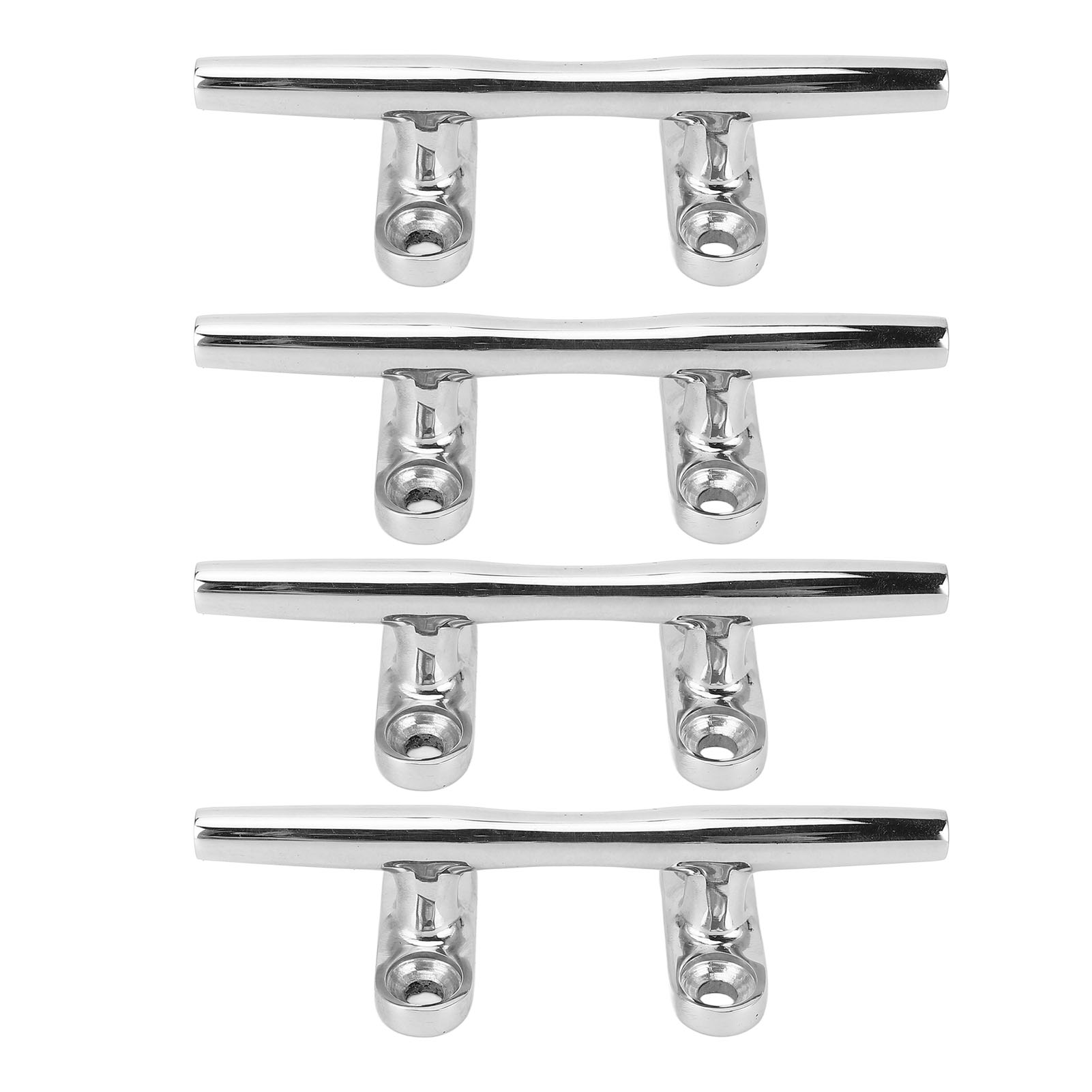 Set Mit 4 Festmacherklampen Aus Edelstahl 316, 4 Zoll, Hochglanzpoliert, Offene Basis, 4 Löcher, Ideal Für Boote, Stege Und Yachten