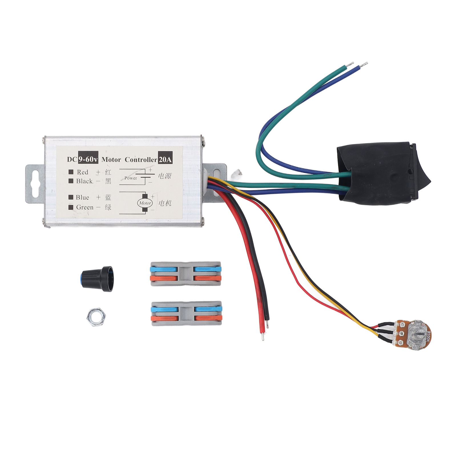 Toivize 9–60 V 20 A Dc Pwm-drehzahlregler Mit Rechts-/linkslauf Für Motoren Und Lüfter, Edelstahl, Kompakt-diy