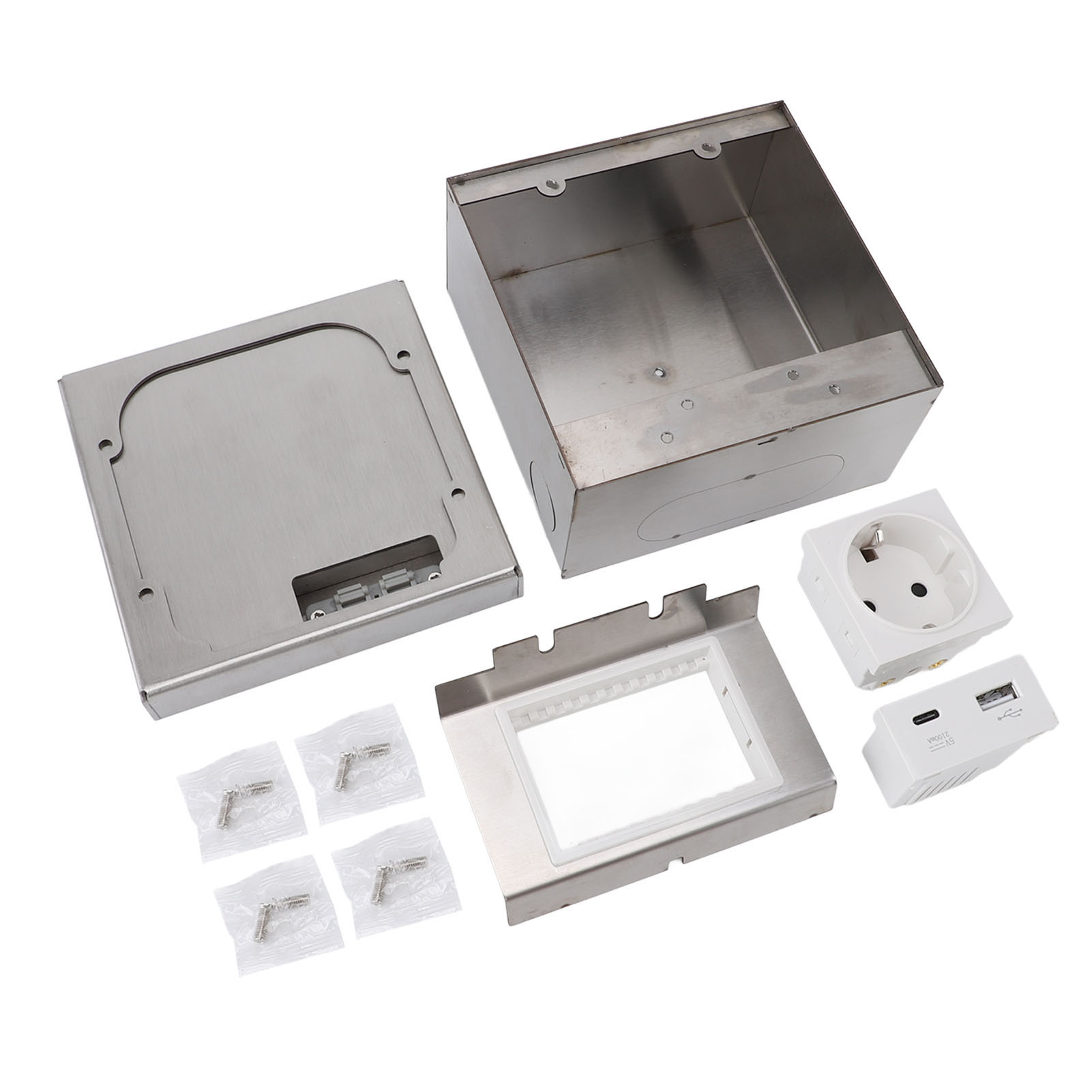 Toivize Unterputz-bodensteckdose, Gebürsteter Edelstahl, Ip44 Wasserdicht, 2 X 230-v-steckdosen Für Boden/arbeitsplatte, Diskretes Und Sicheres Design